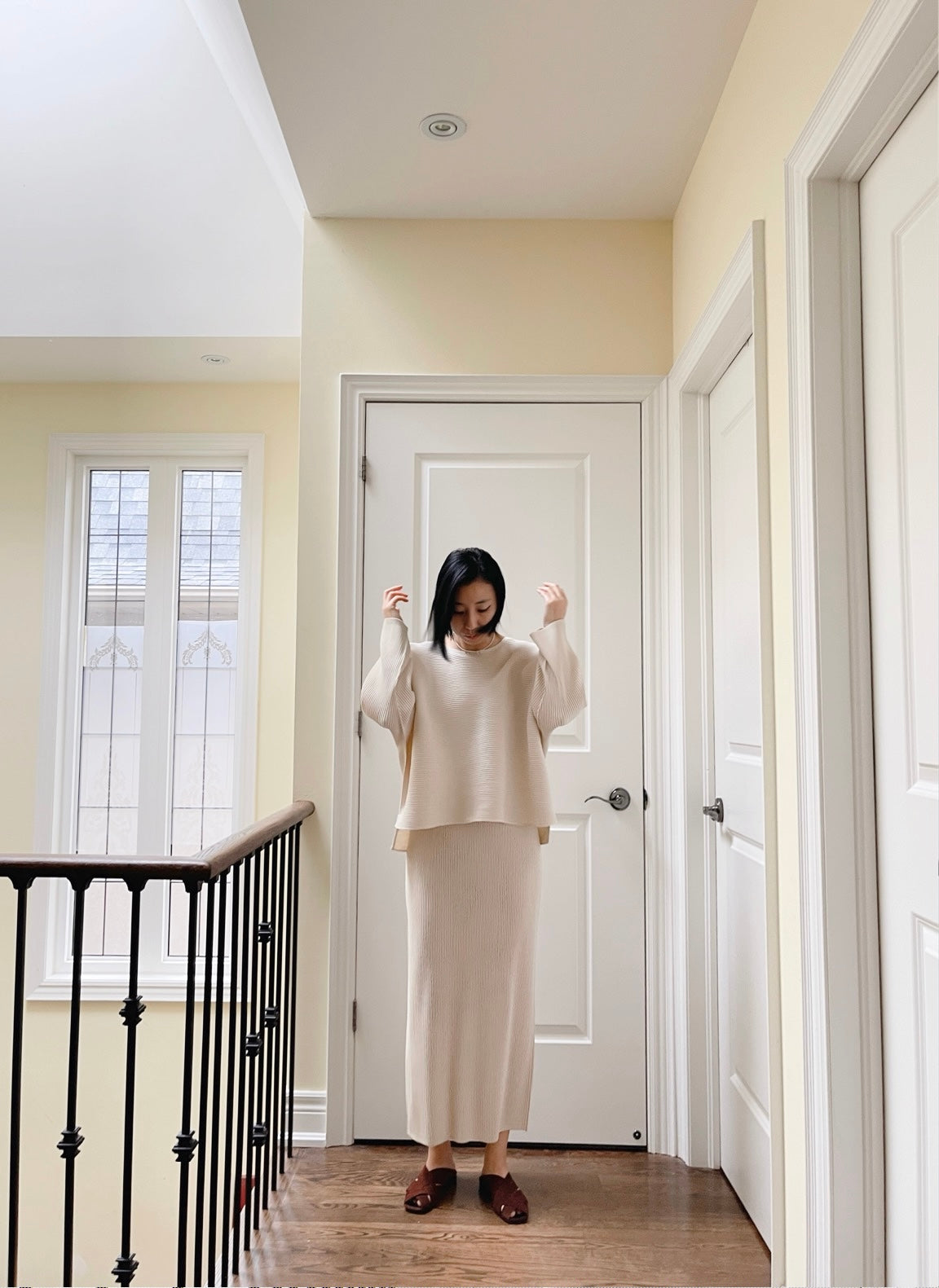 A-POC Pleats maxi dress( black, ivory)