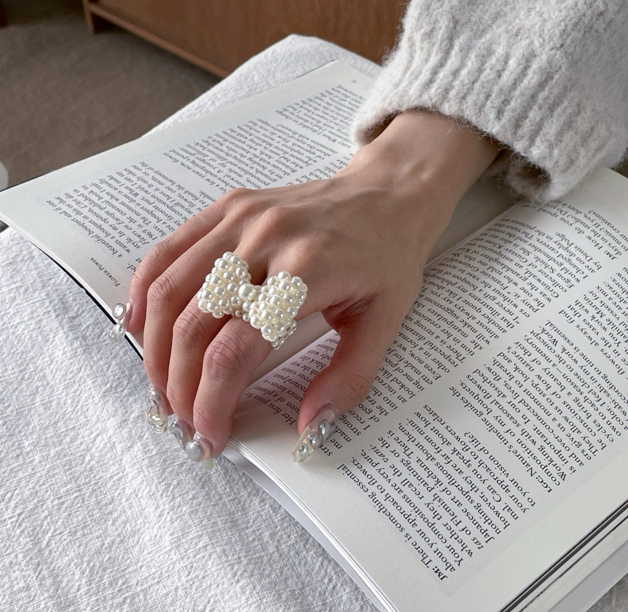 pearl ring (flower, ribbon,heart)