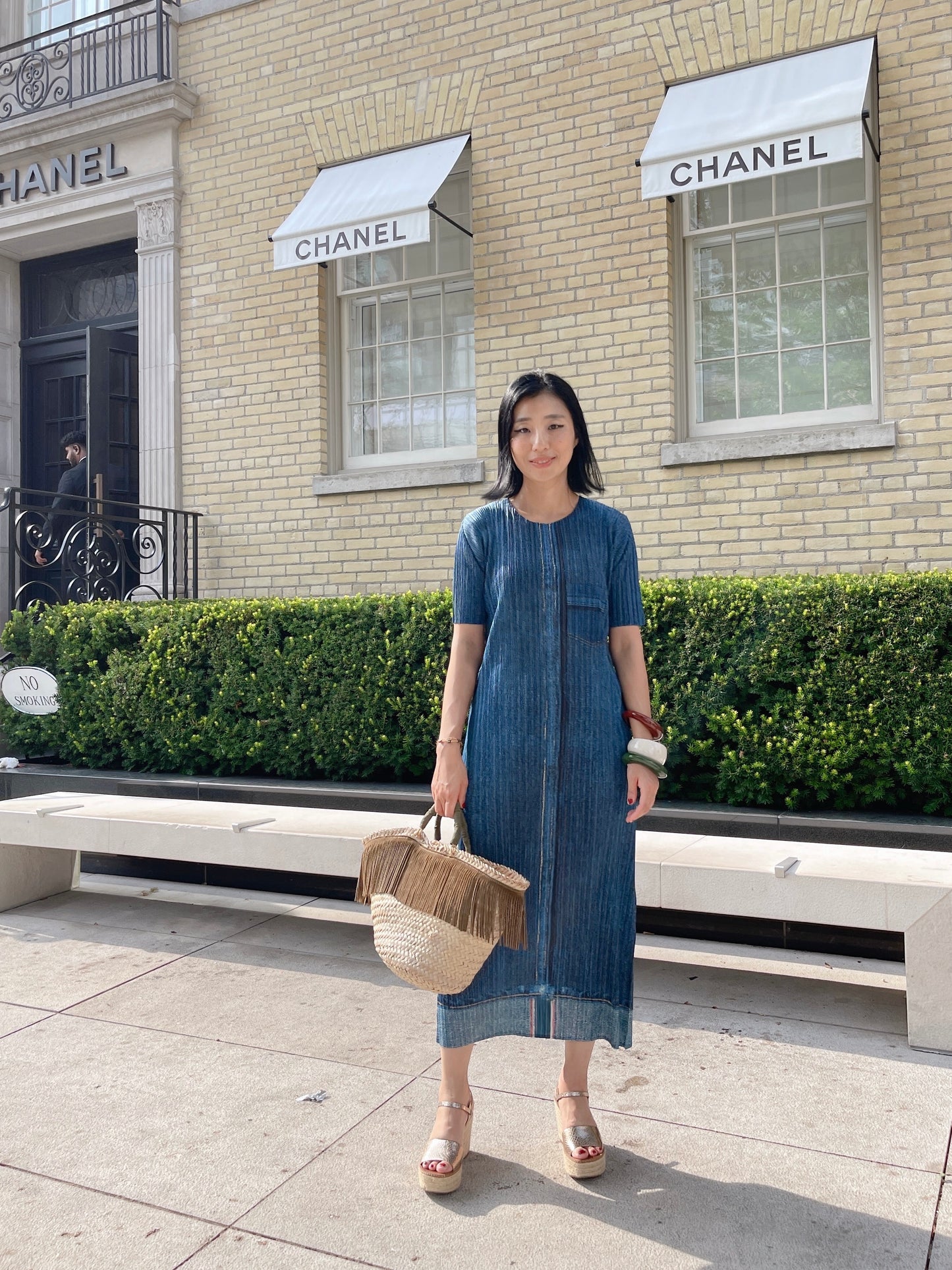 Pleats denim dress