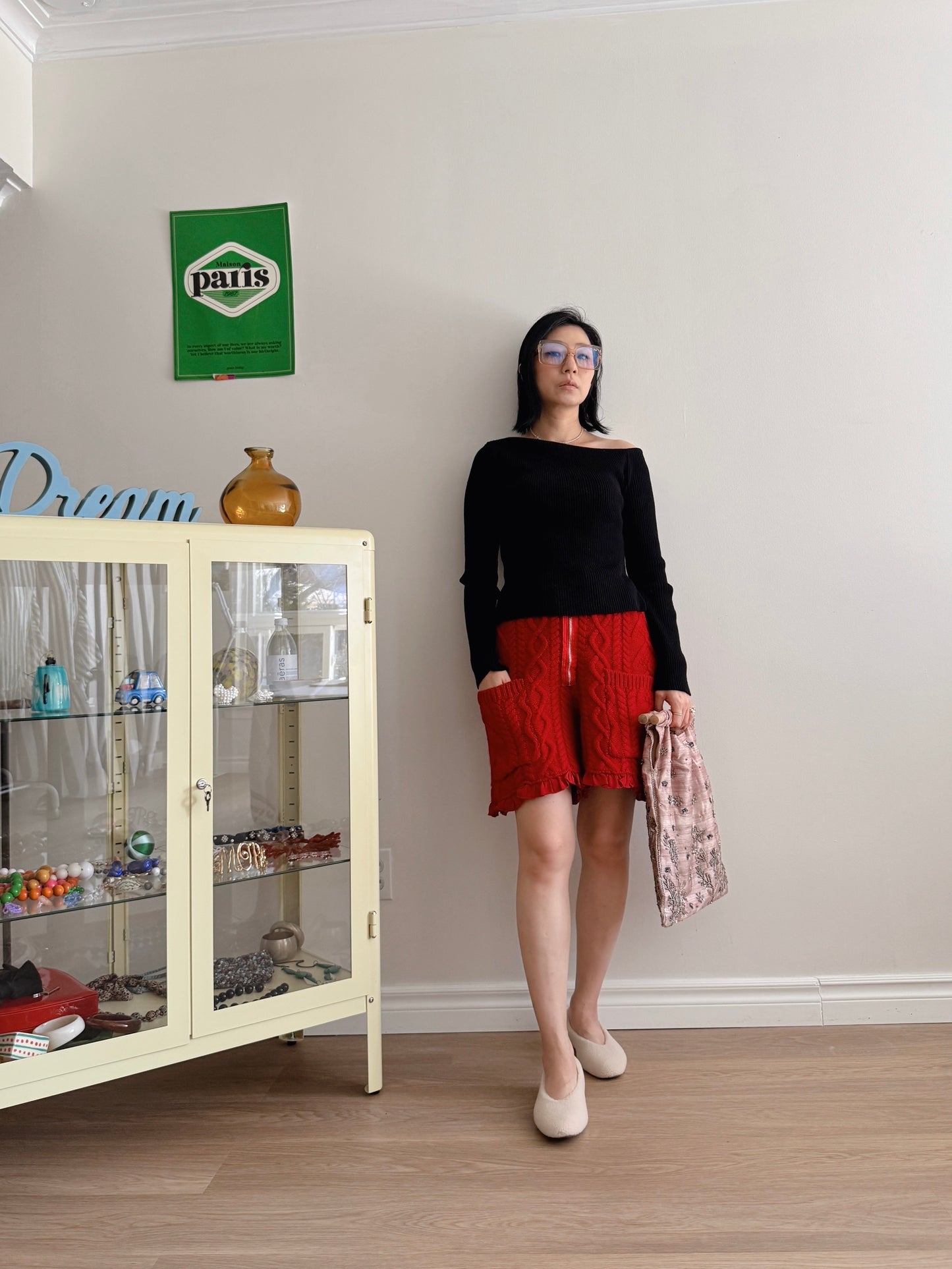 Wool knit shorts(ivory, red, black)