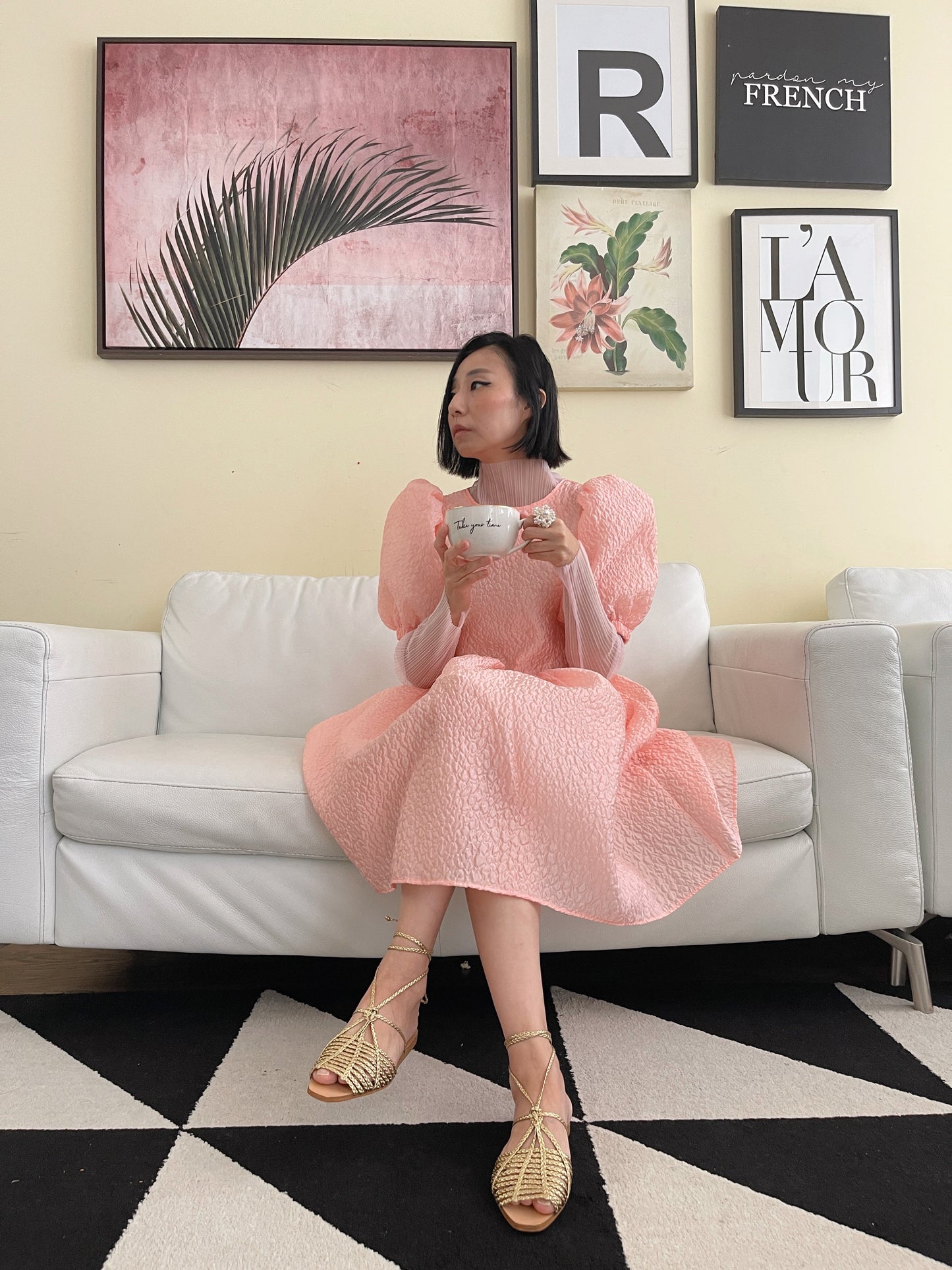 semi-sheer top (ivory, black, pink)