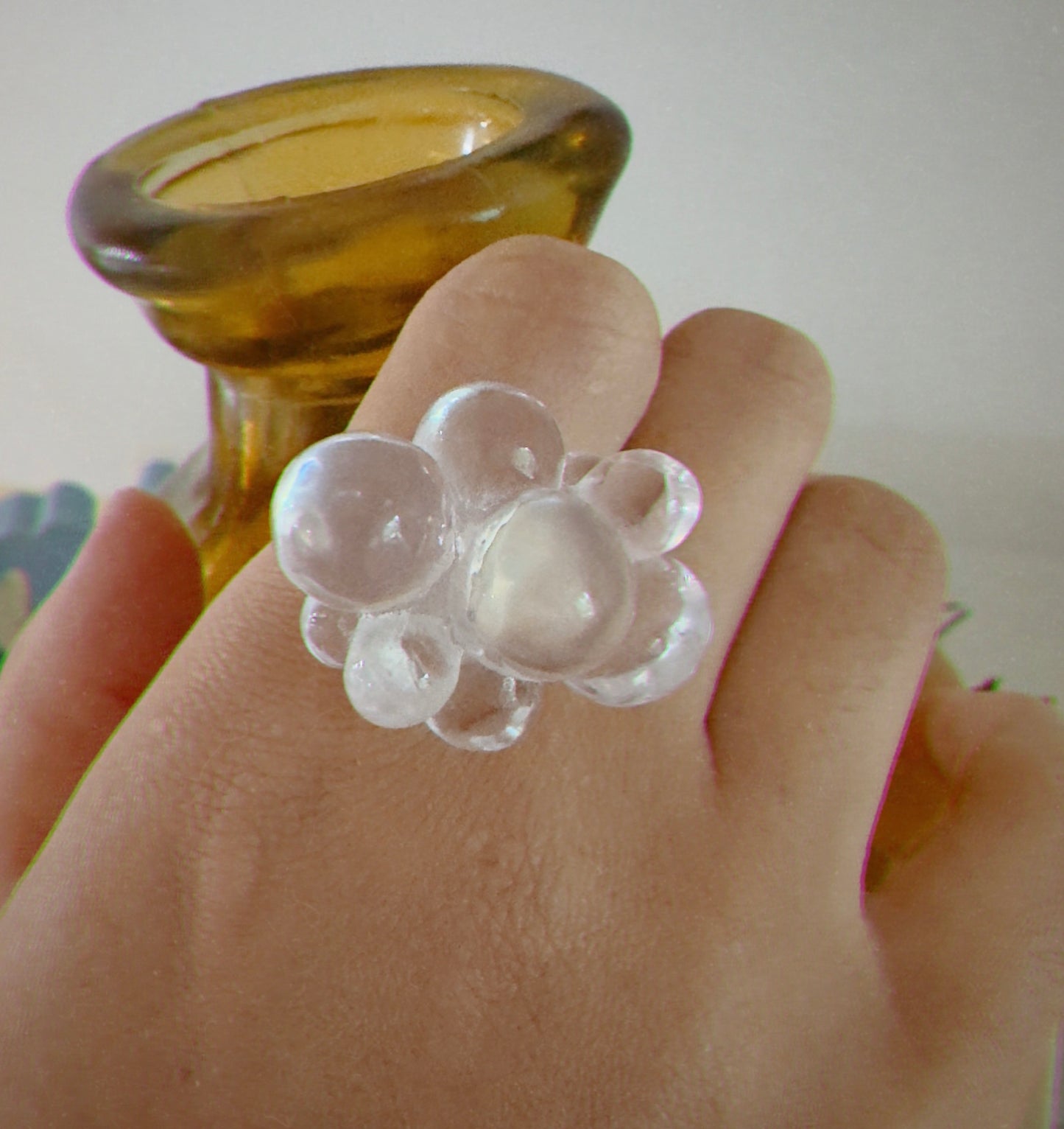 Flower acrylic ring(blue, Green, White)