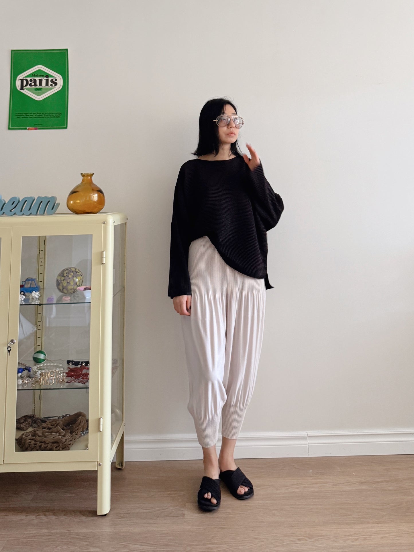 Pleats baggy pants ( black, pink, ivory, orange, mocha)