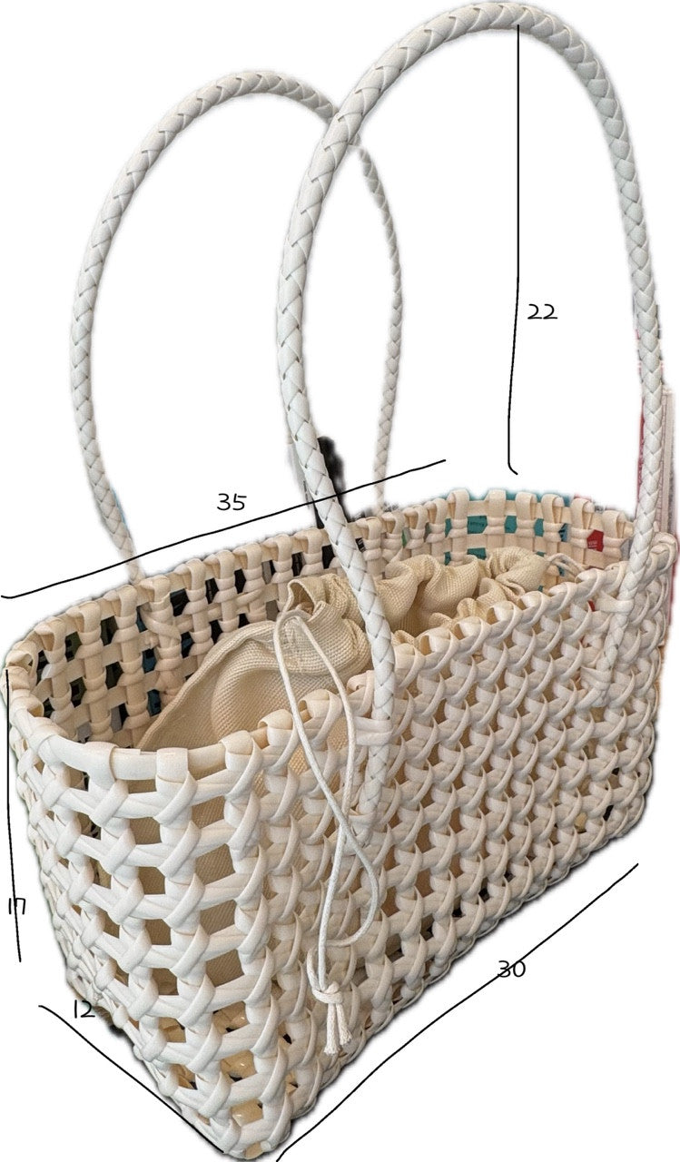 woven basket bag ( red, green, black)