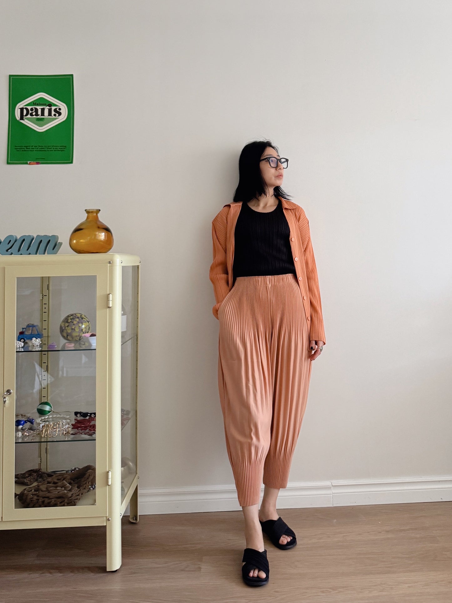 Pleats baggy pants ( black, pink, ivory, orange, mocha)