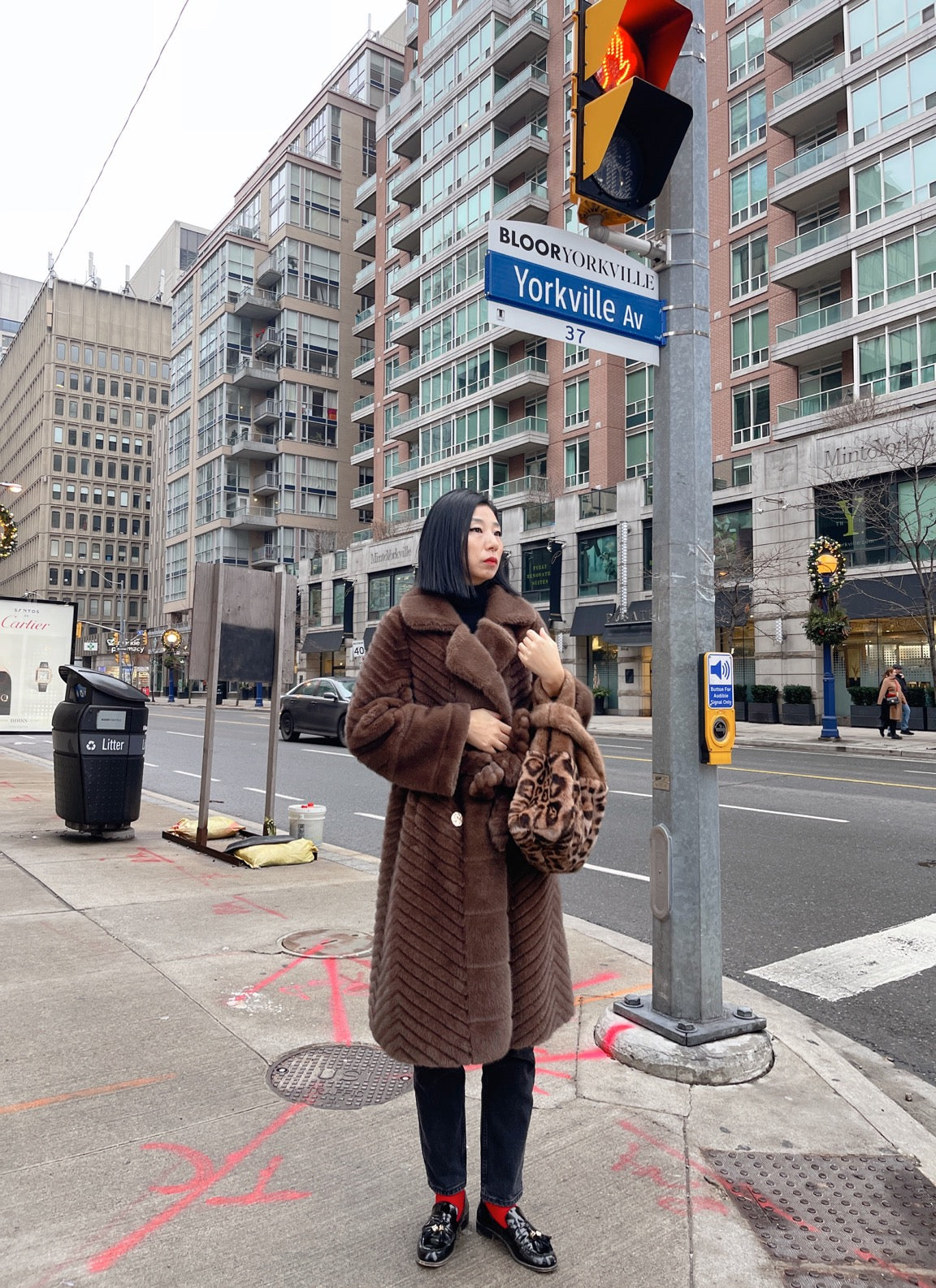 Eco mink coat 2 (brown, light brown, white)