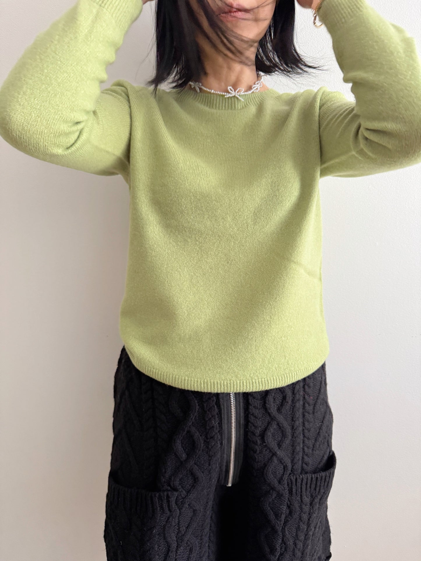 Wool round knit (pink, pastel green)