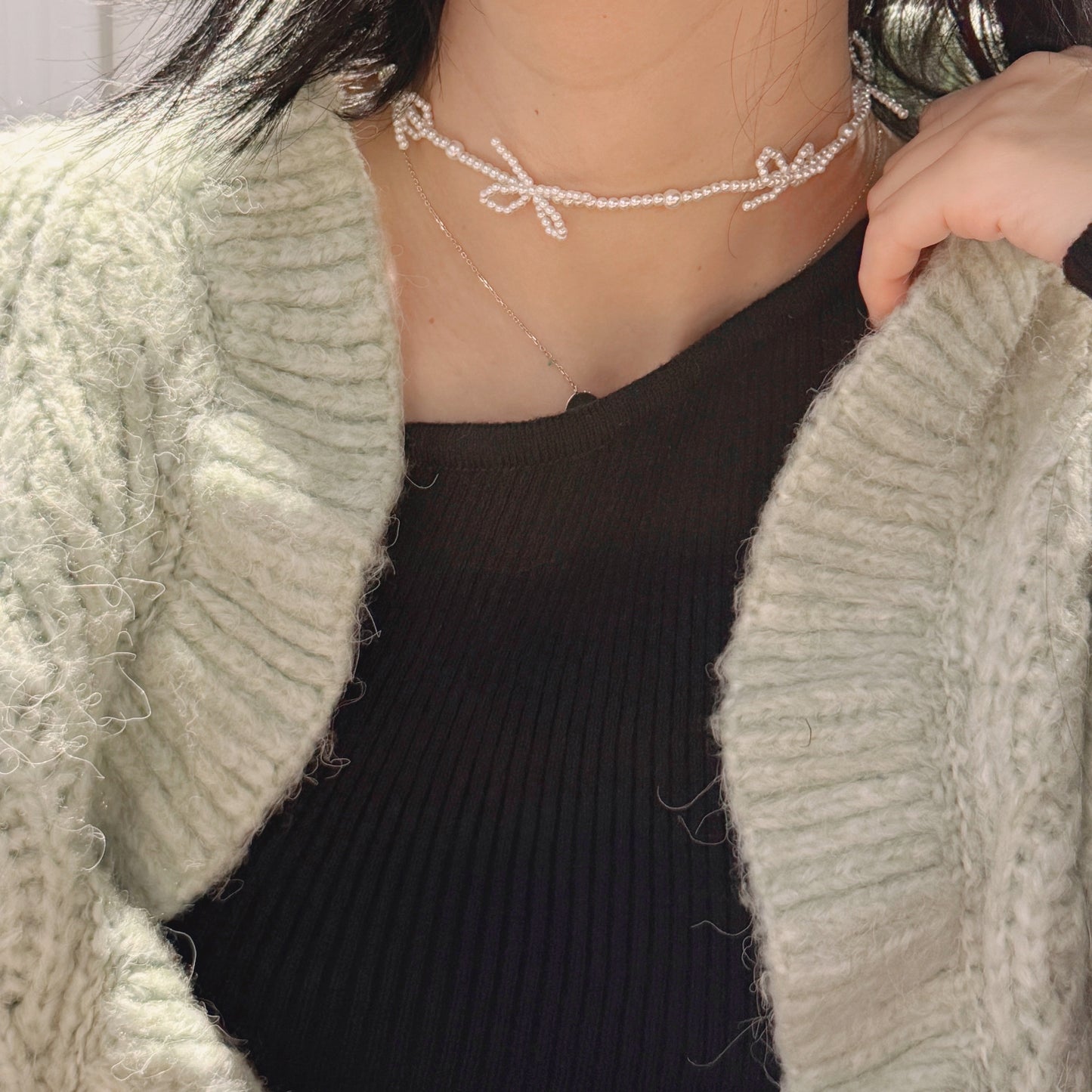 Choker Pearl bow Necklace