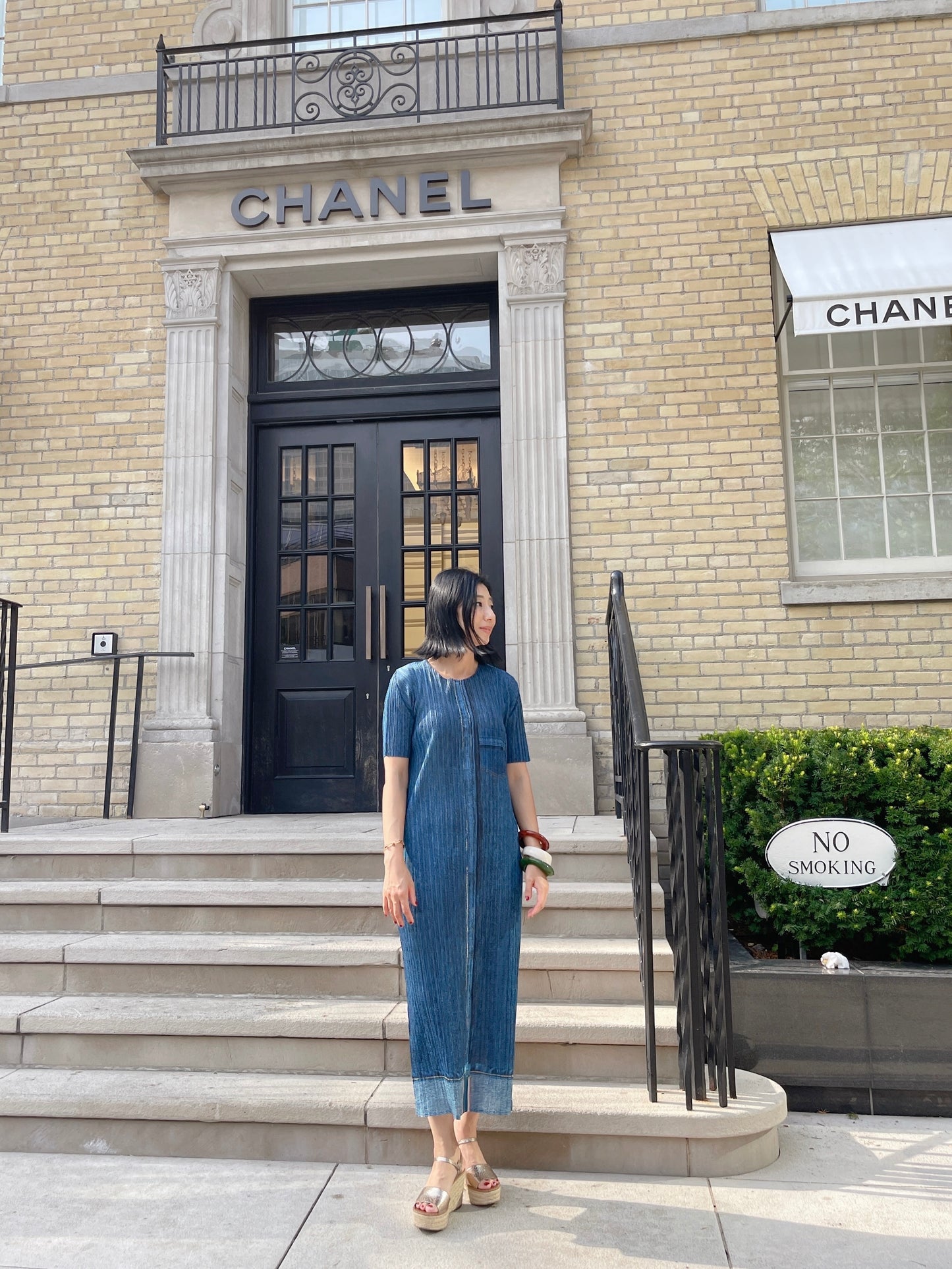 Pleats denim dress