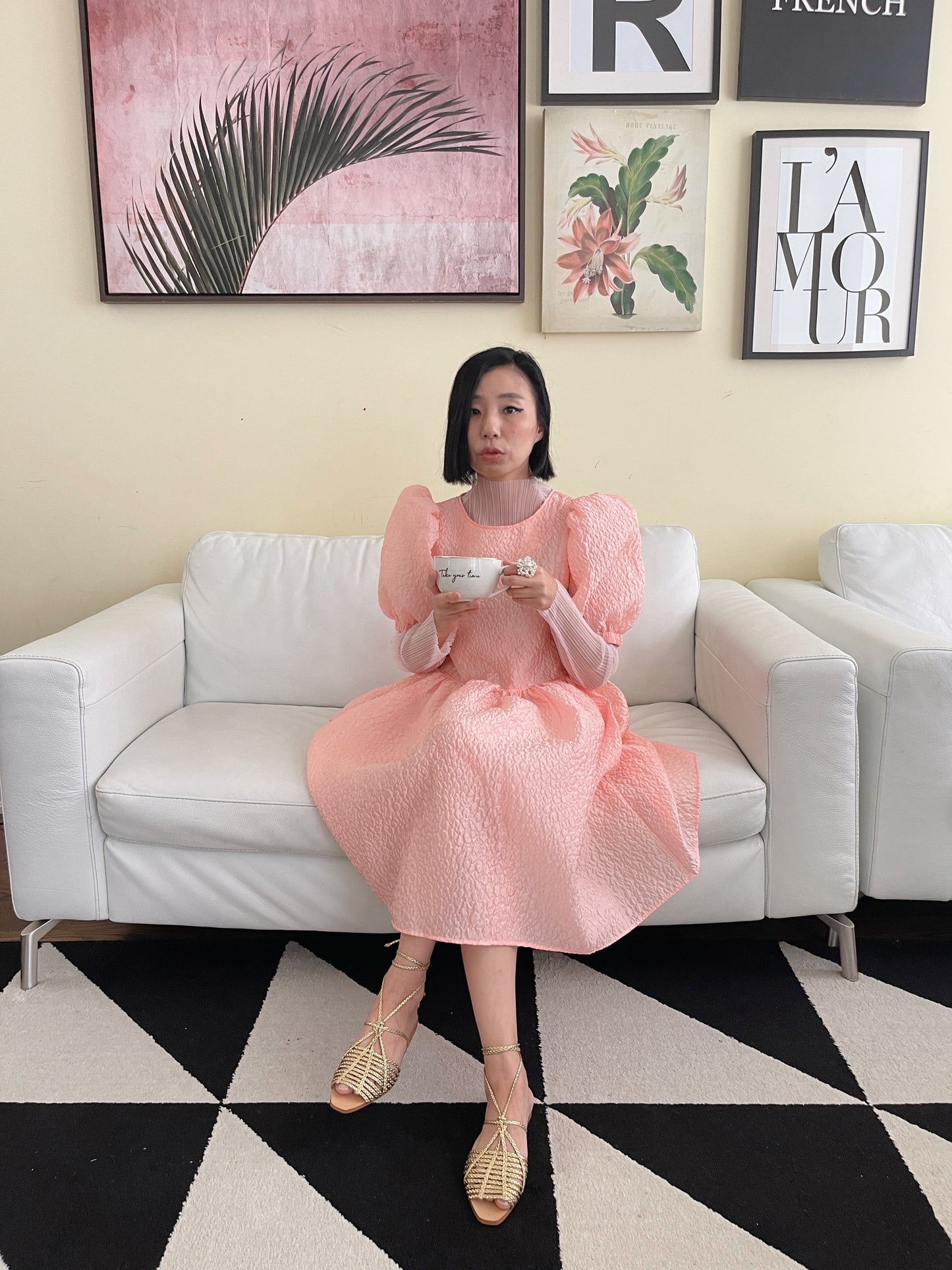 semi-sheer top (ivory, black, pink)