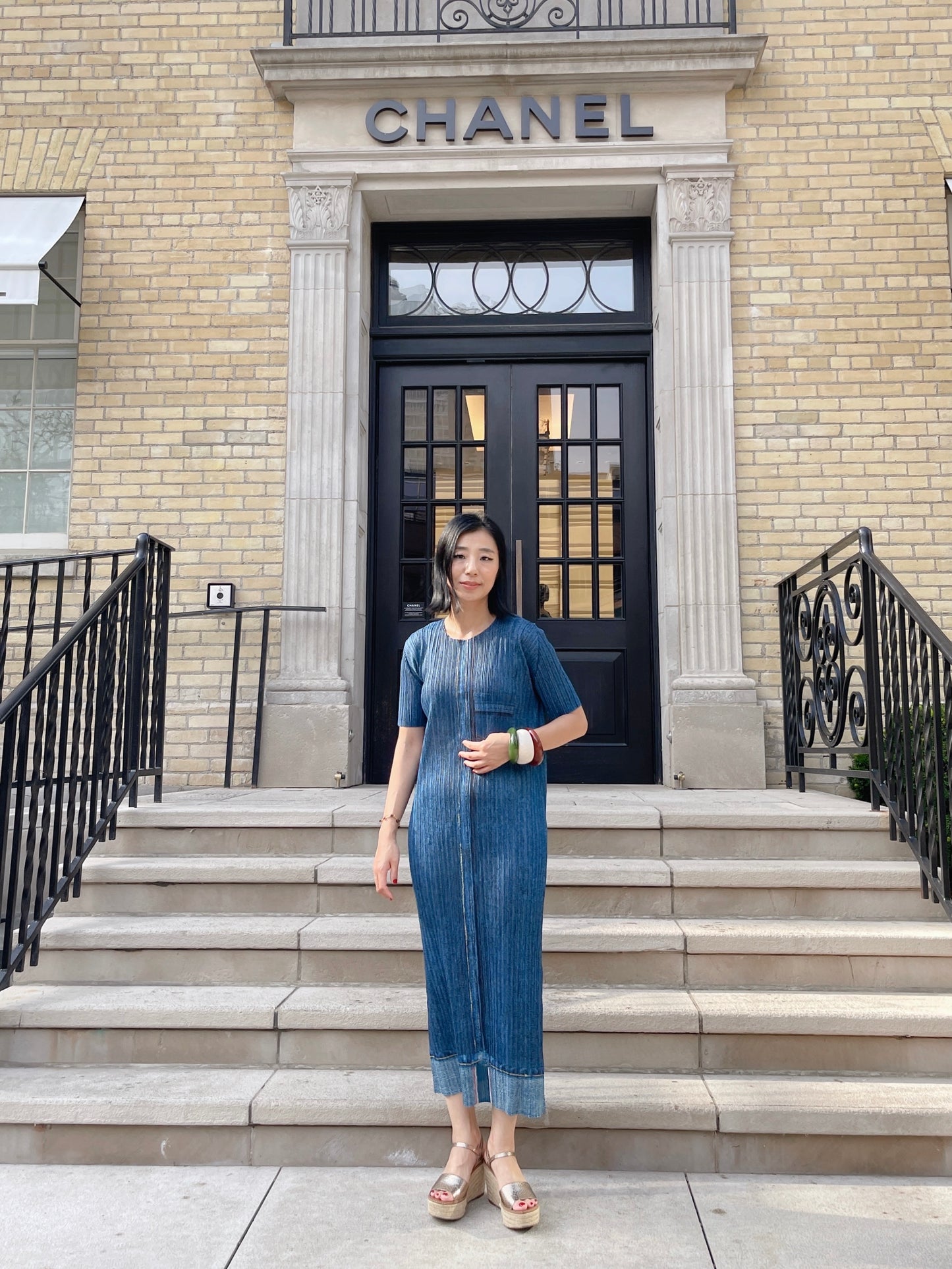 Pleats denim dress