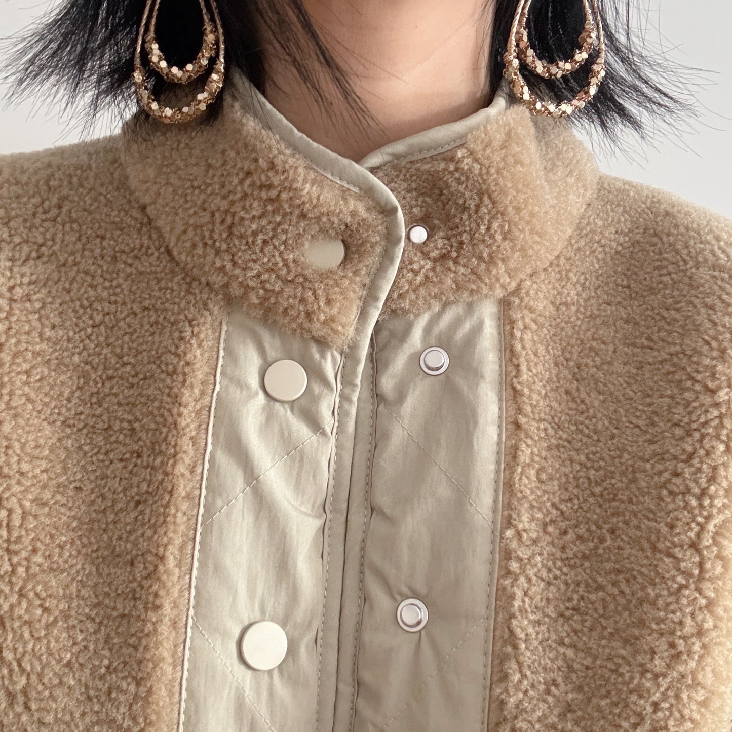 FAUX SHEARLING JACKET (Beige, Brown)