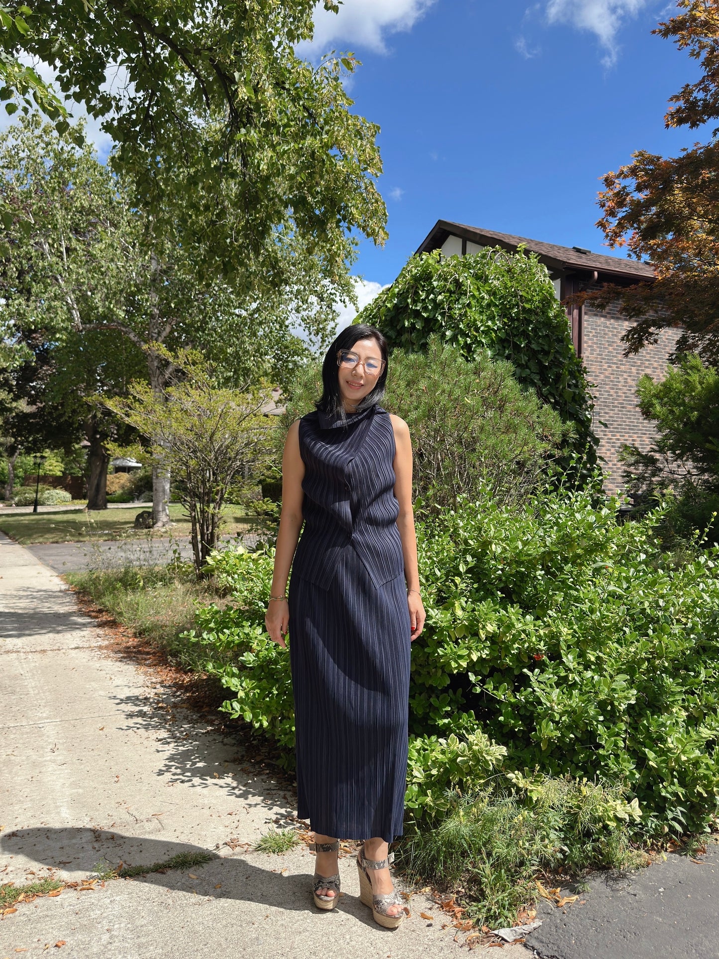 Pleated maxi skirt