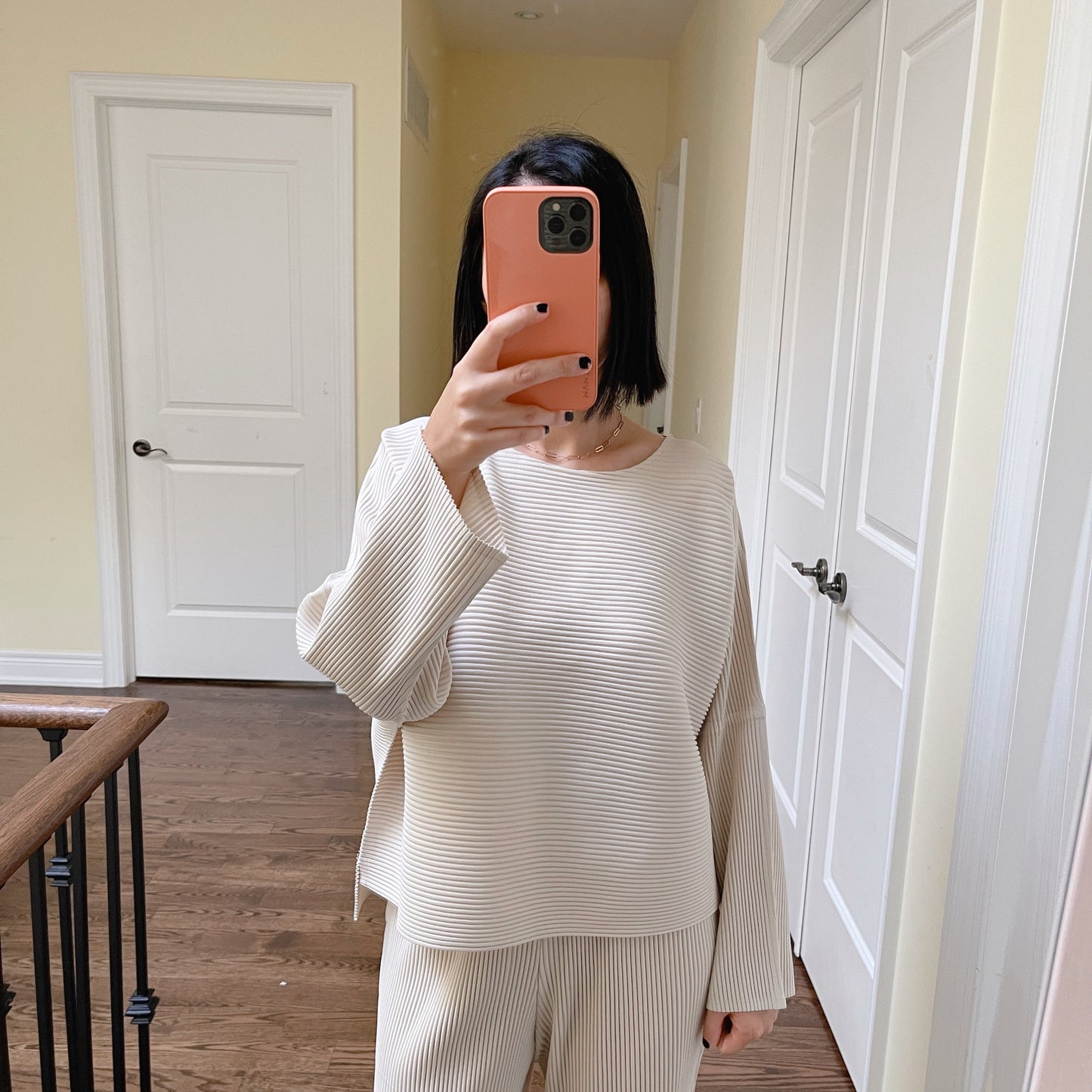 A-POC Pleats Oversize Top (ivory, black)