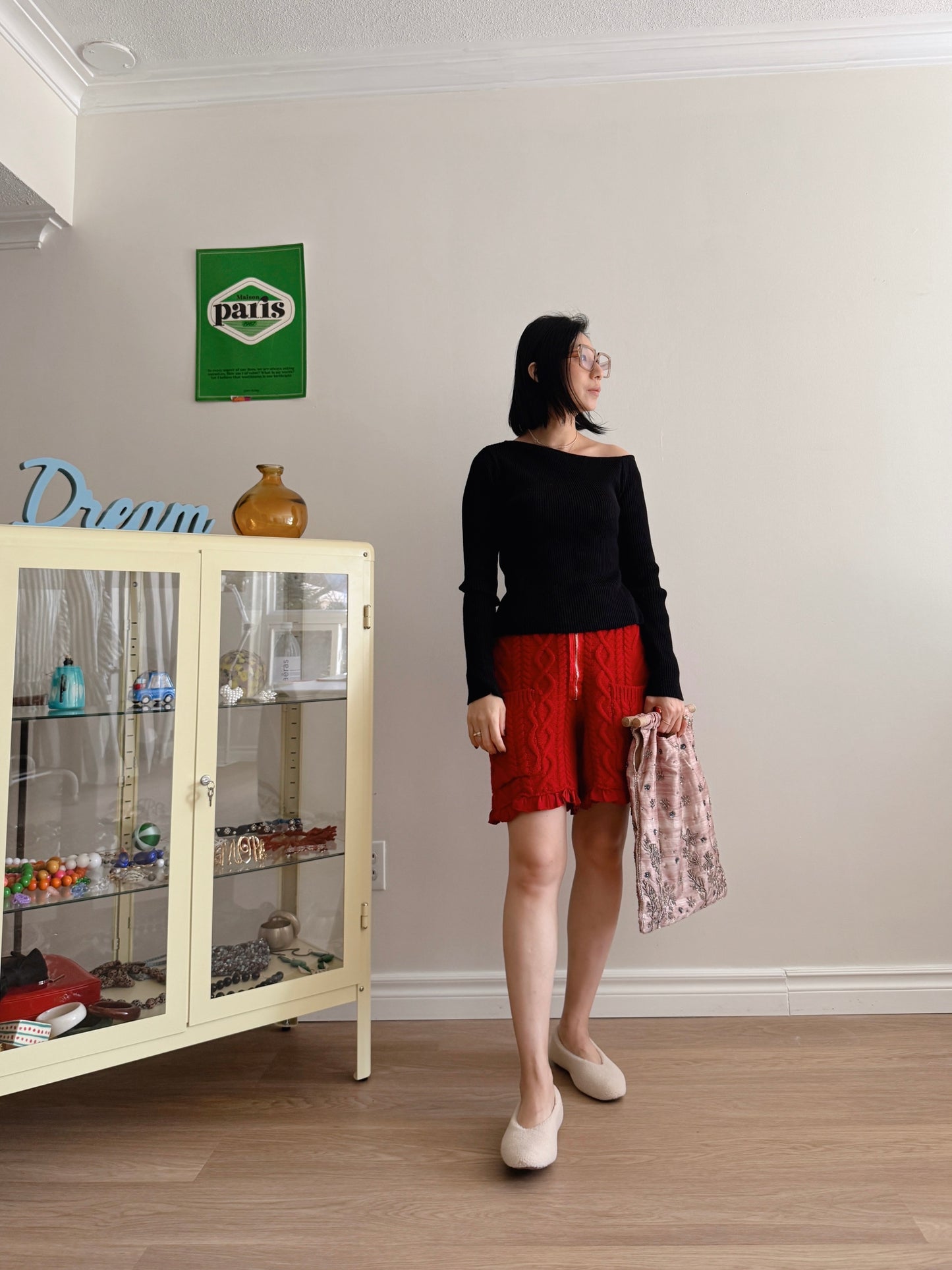 Wool knit shorts(ivory, red, black)