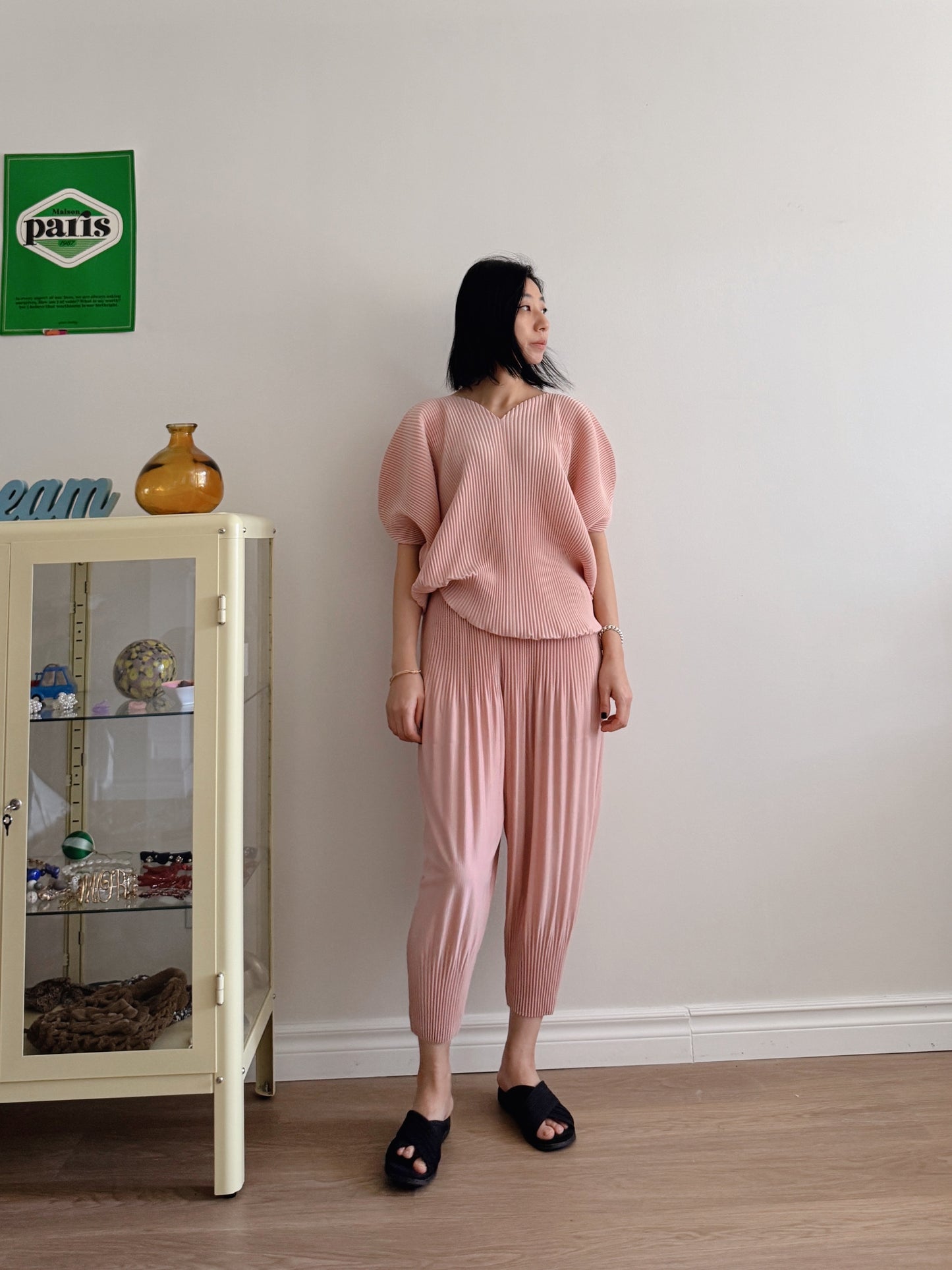 Pleats baggy pants ( black, pink, ivory, orange, mocha)