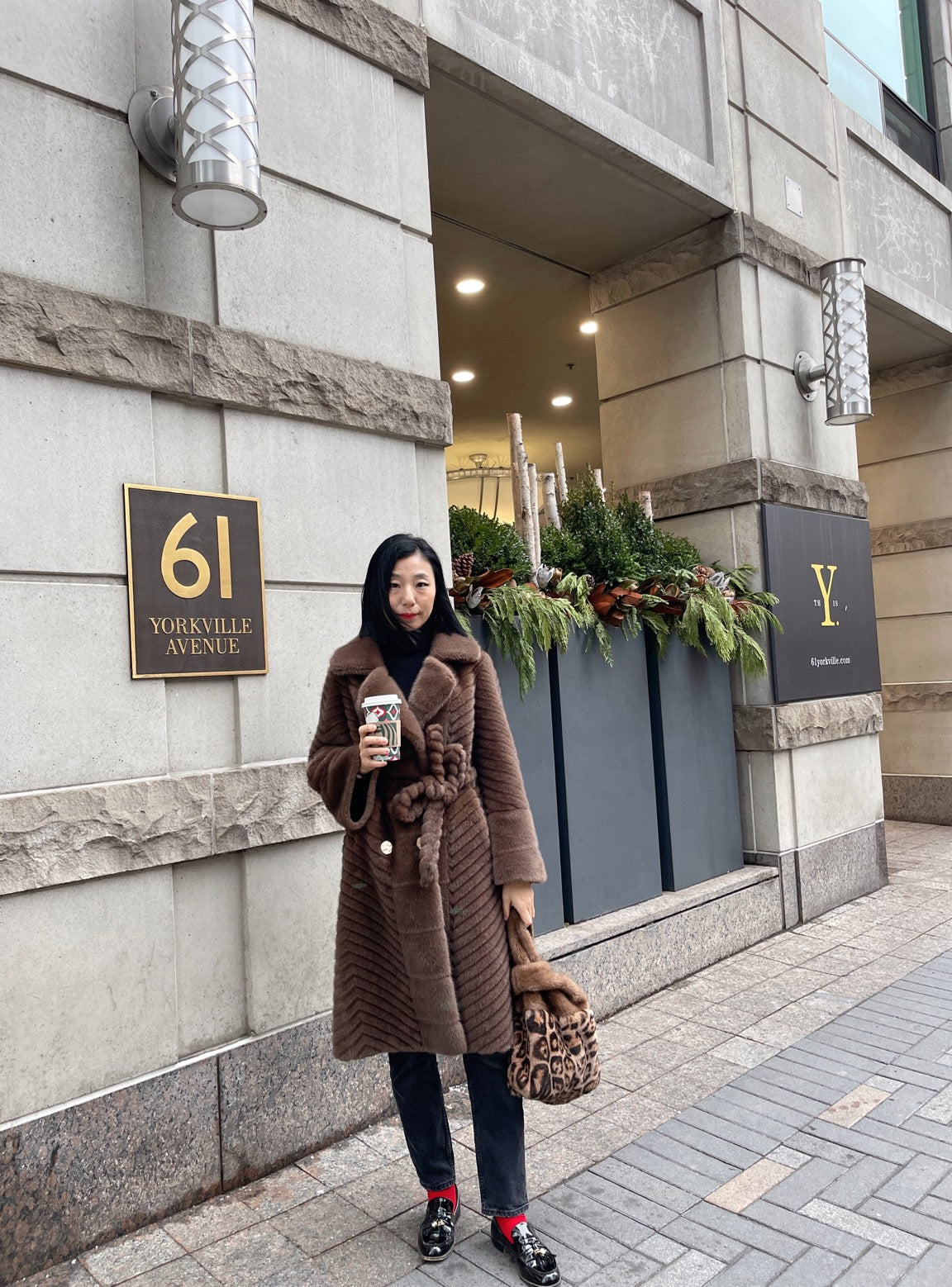 Eco mink coat 2 (brown, light brown, white)