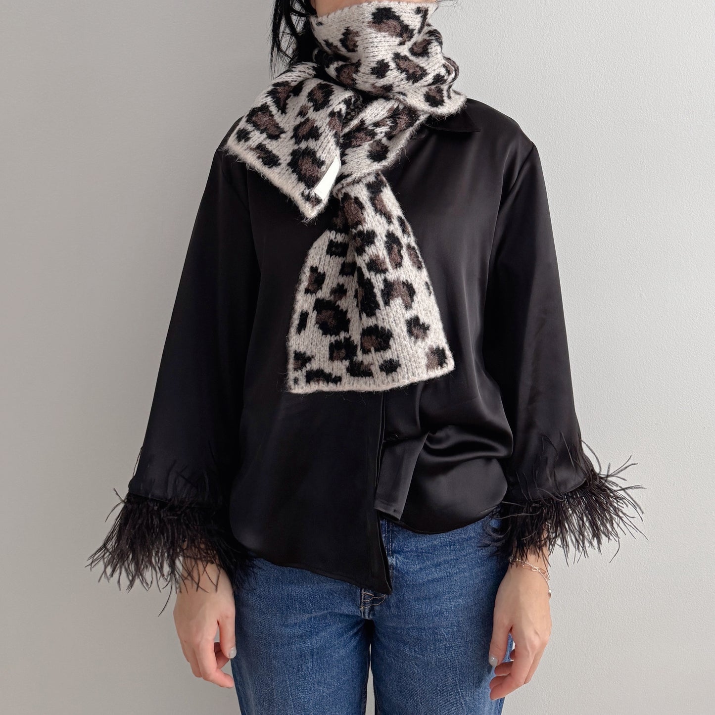 leopard print scarf (beige,brown)
