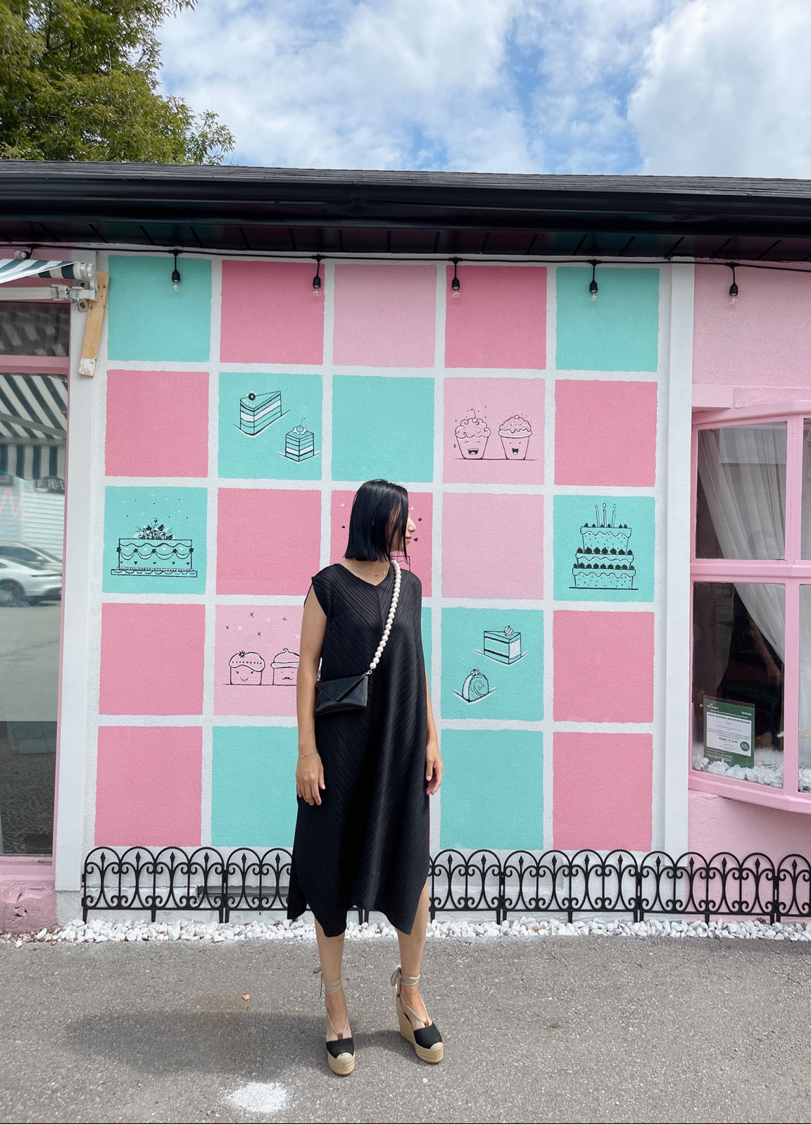 solid dress (black, pastel blue ,pink)