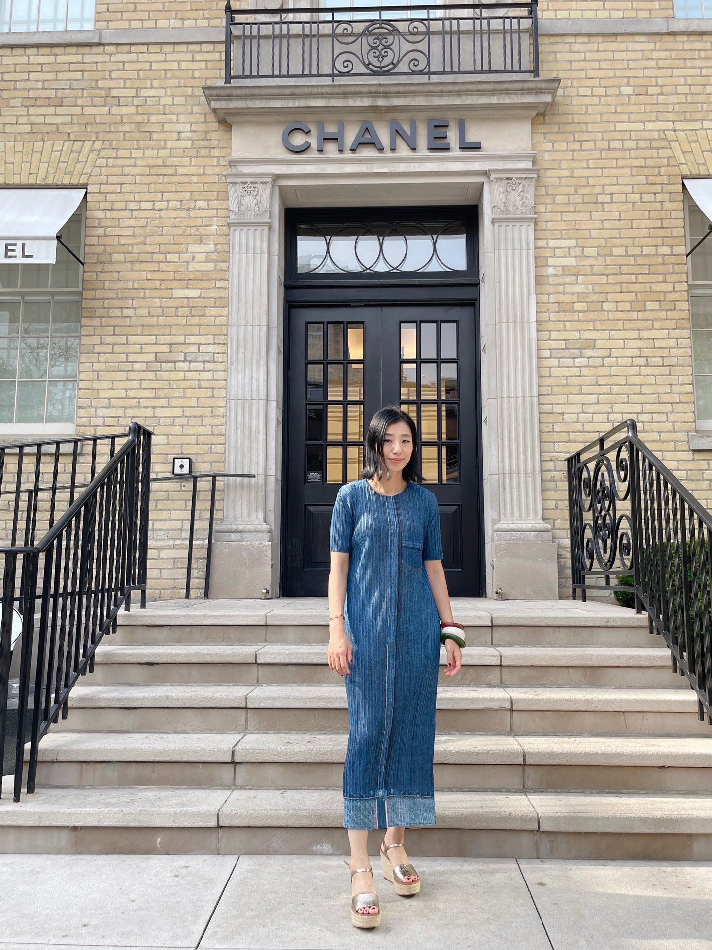 Pleats denim dress