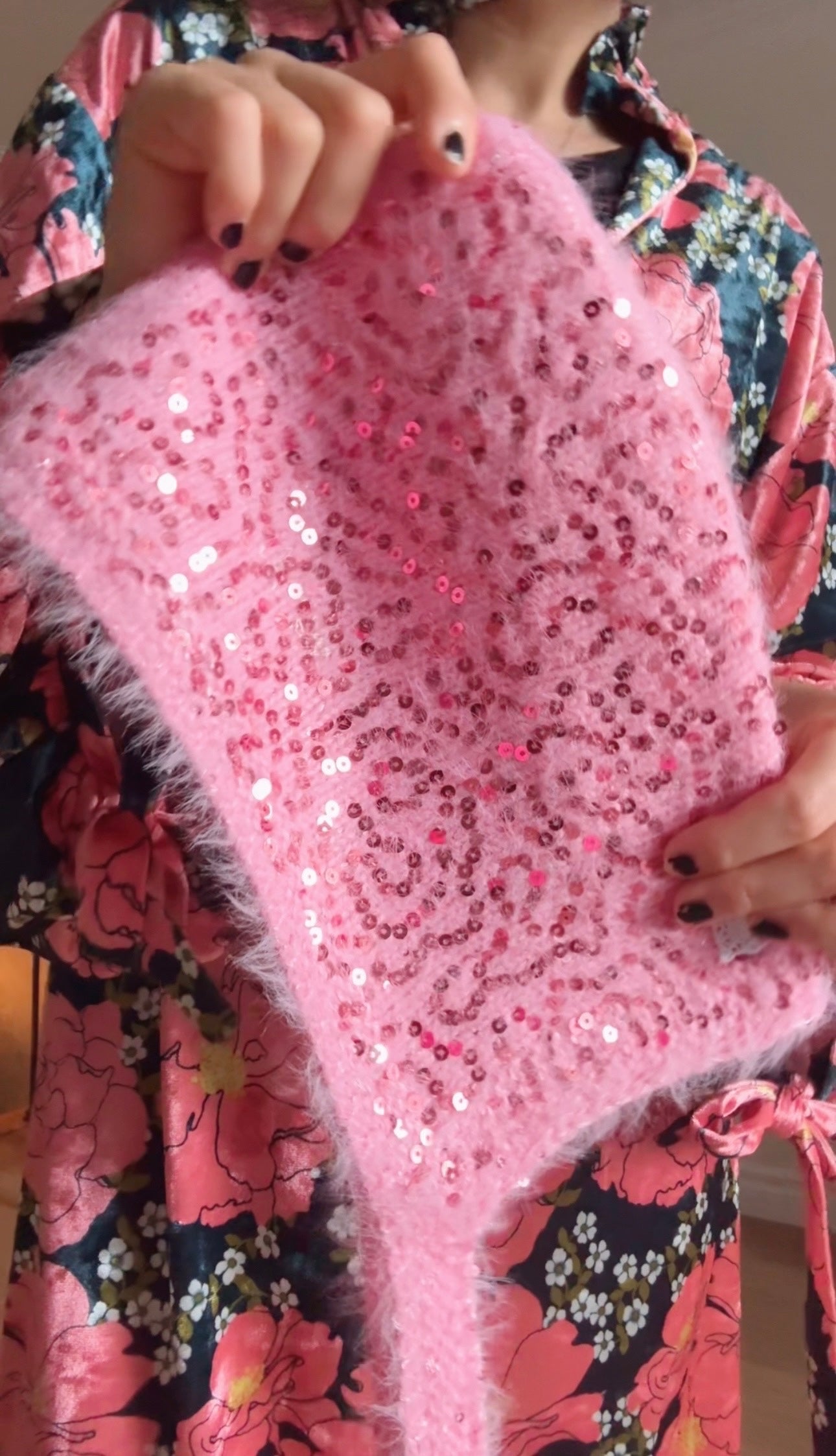 sequin balaclava( ivory, pink, gray, black)