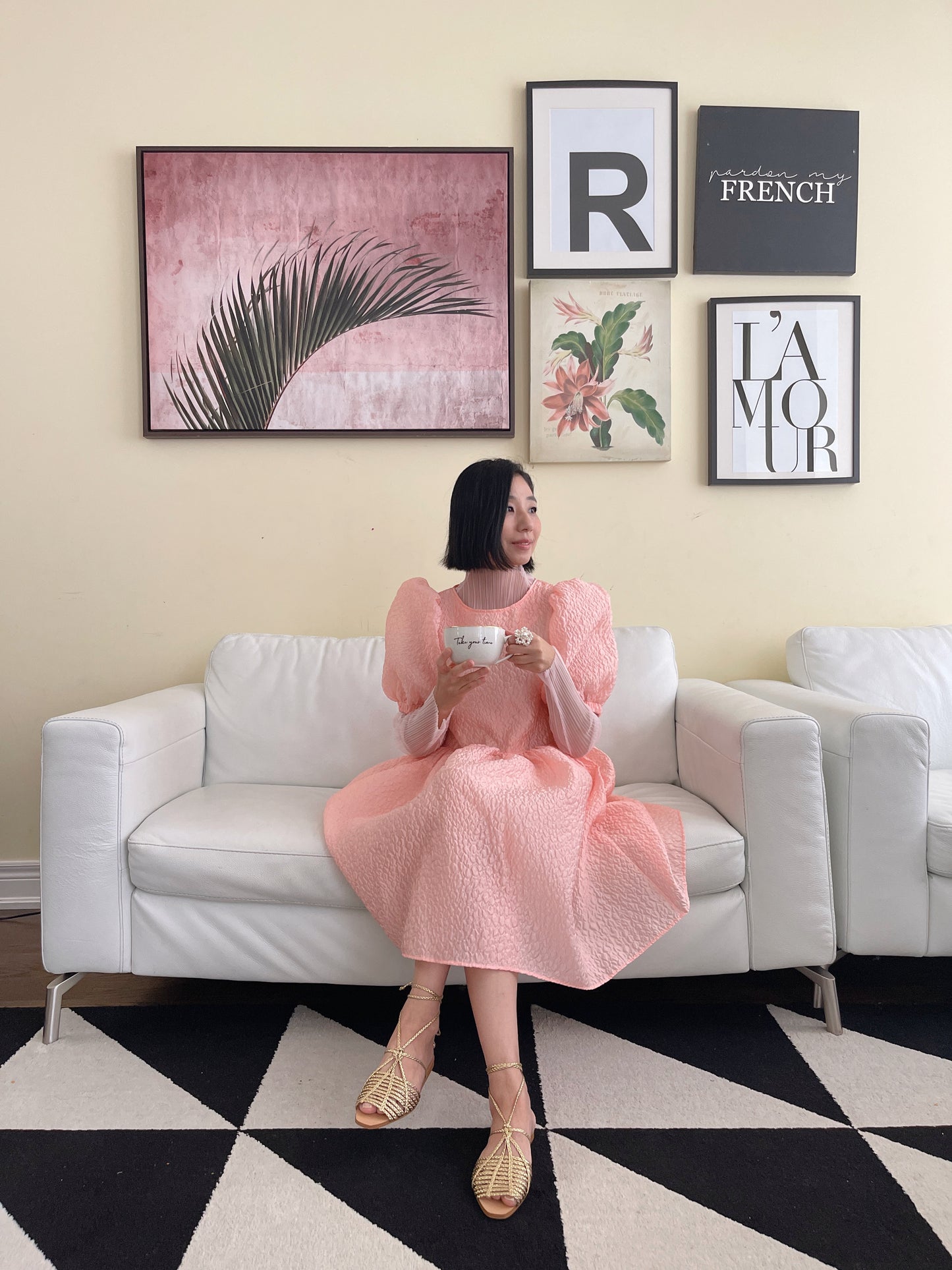 semi-sheer top (ivory, black, pink)