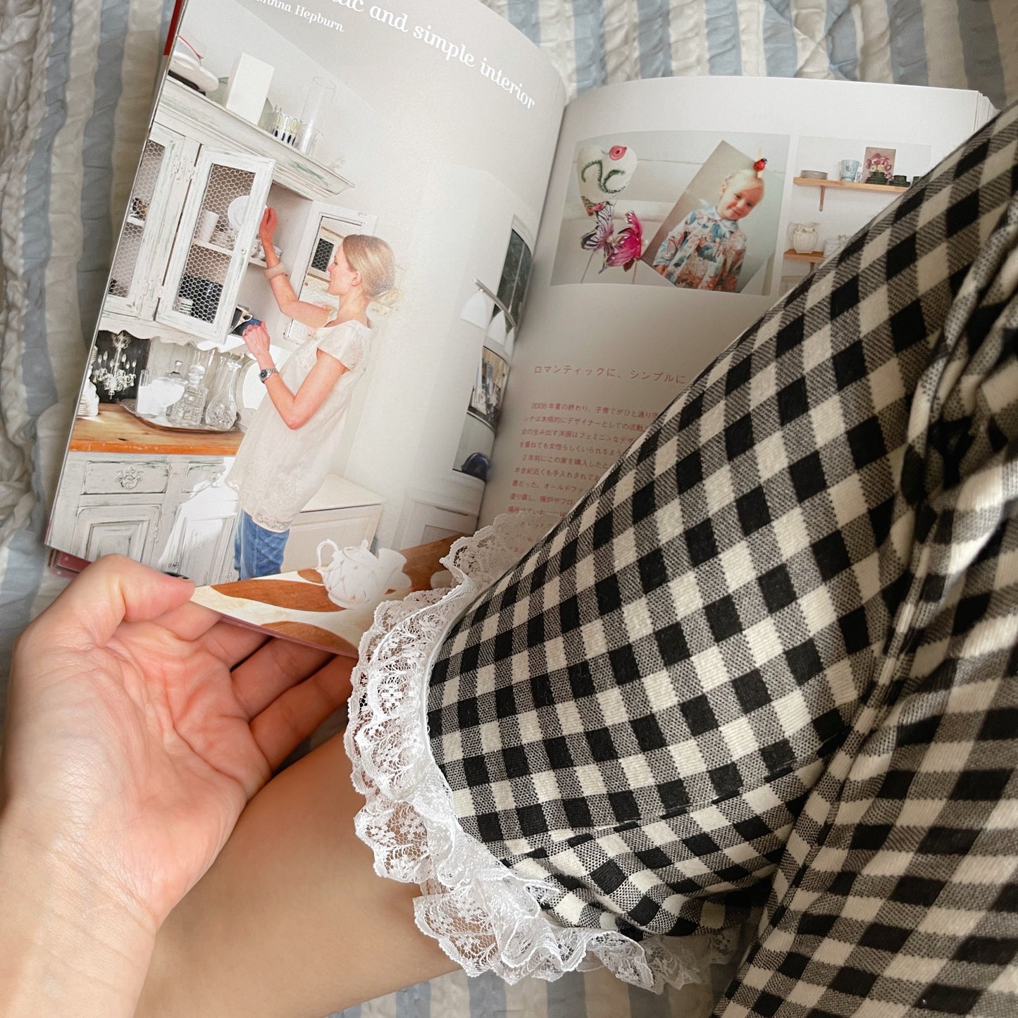 Check Lace Pants (pink, black)