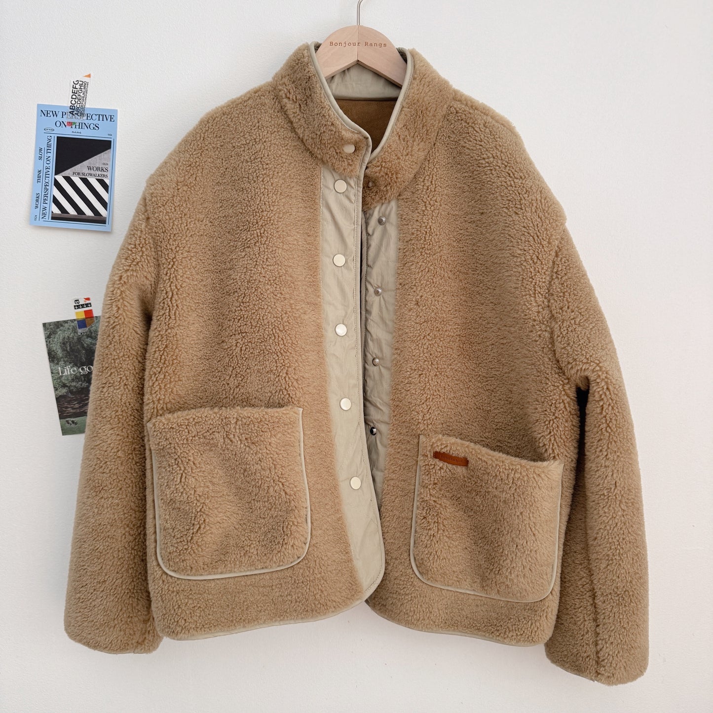 FAUX SHEARLING JACKET (Beige, Brown)