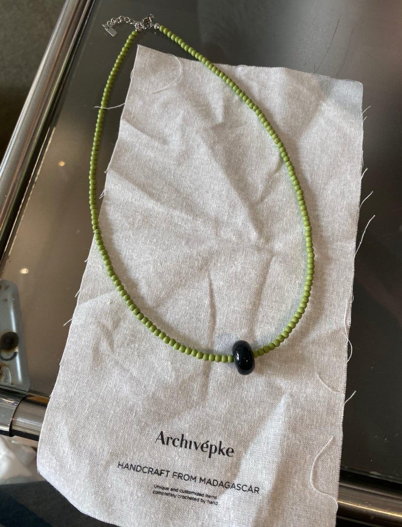 Beads Necklace (pink, green)