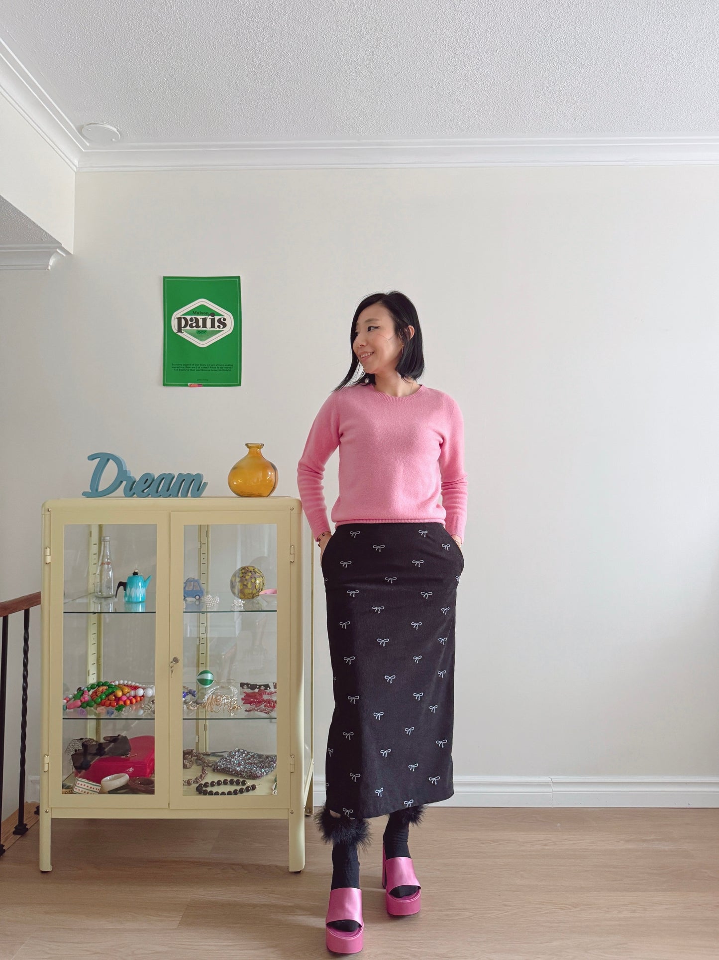 Wool round knit (pink, pastel green)