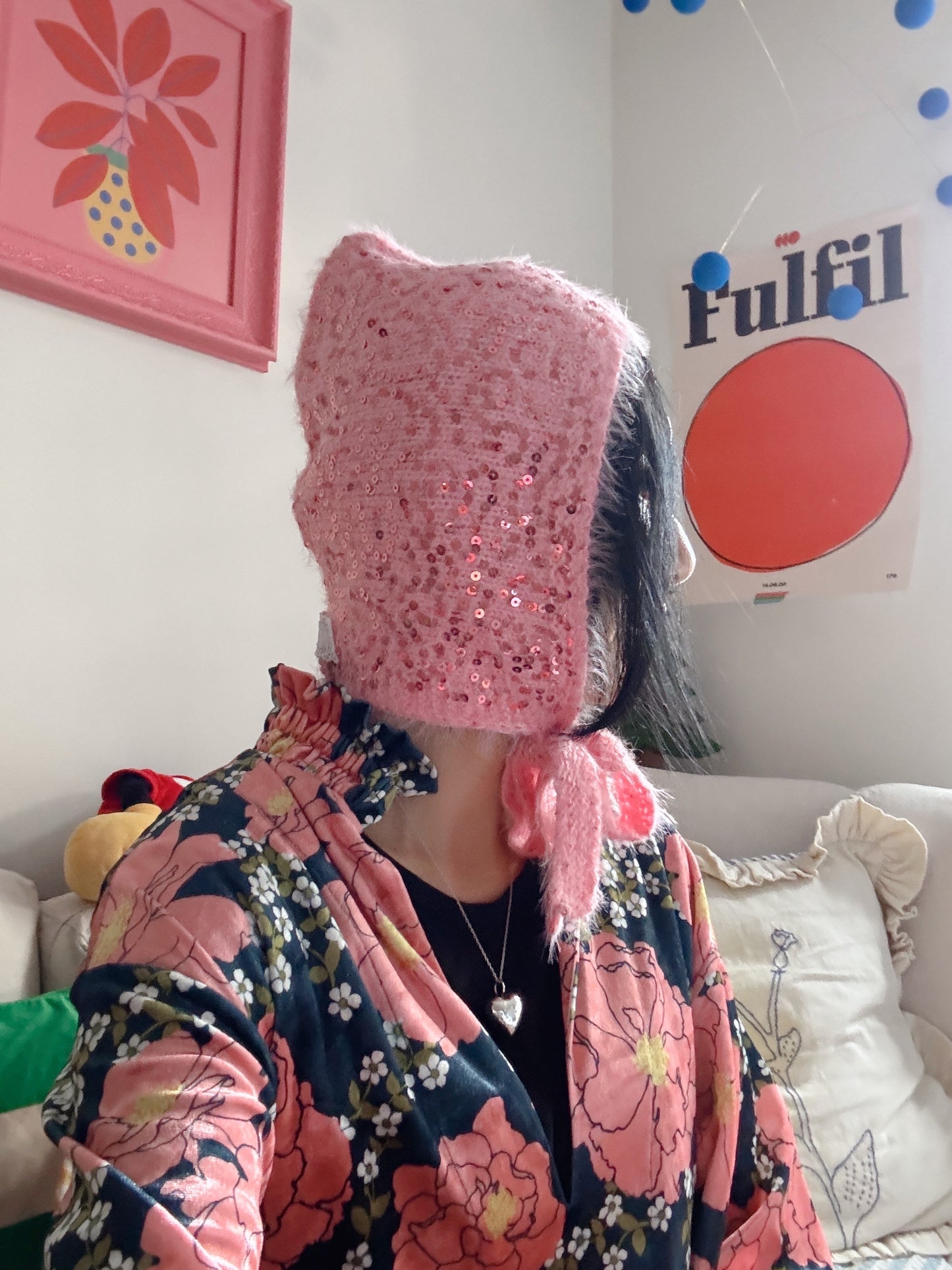 sequin balaclava( ivory, pink, gray, black)