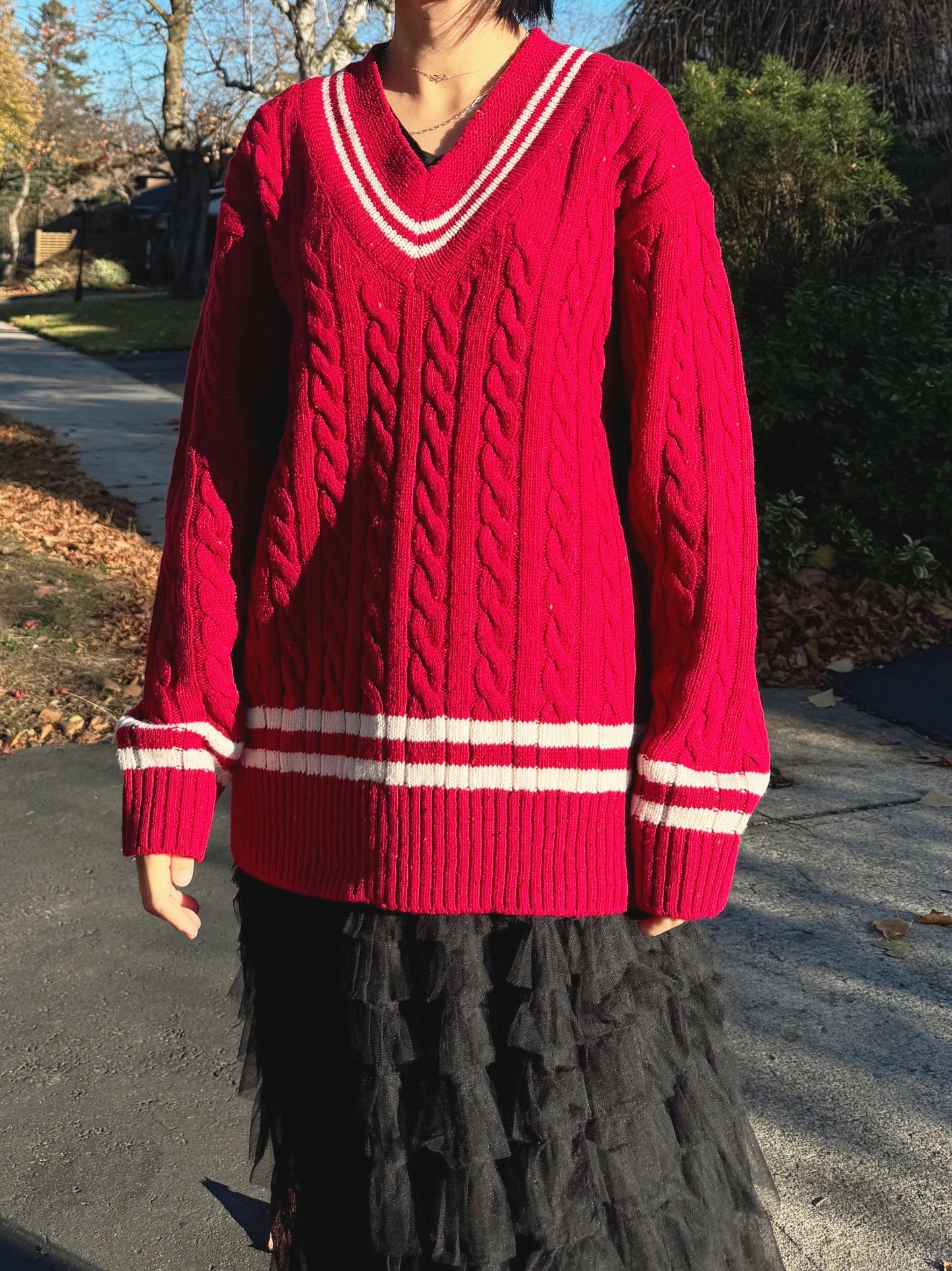 Noel cable knit (blue,red)