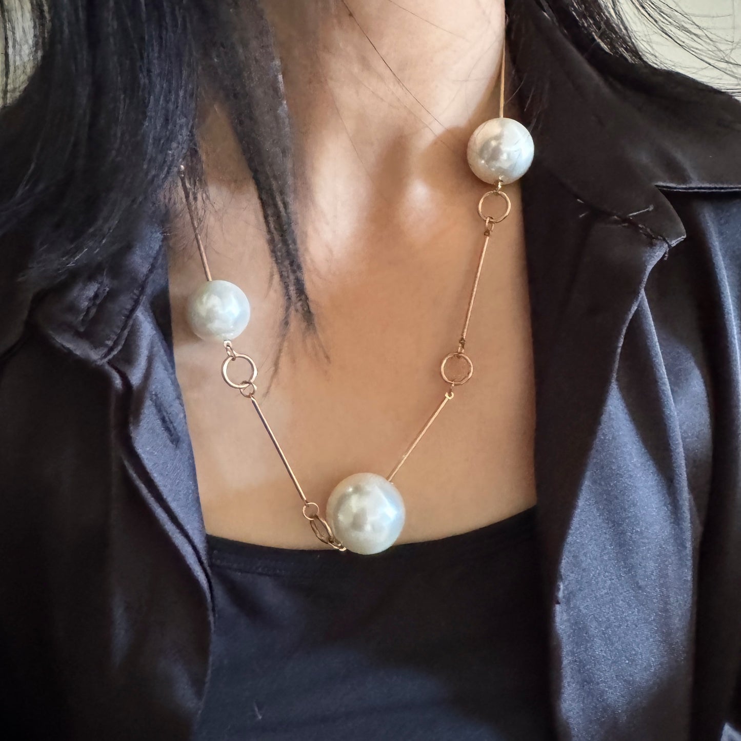 Gold Chunky Pearl Necklace