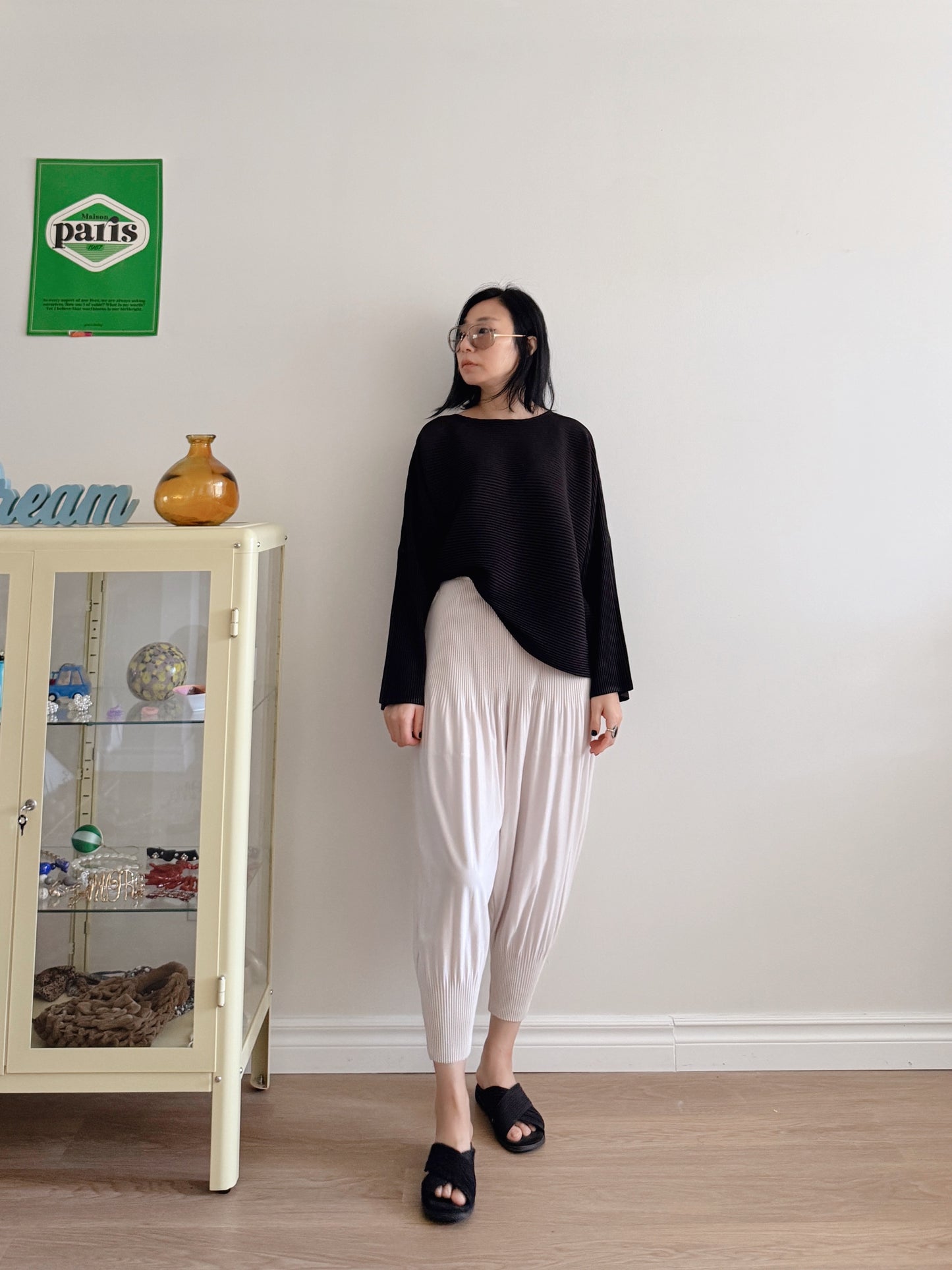 Pleats baggy pants ( black, pink, ivory, orange, mocha)