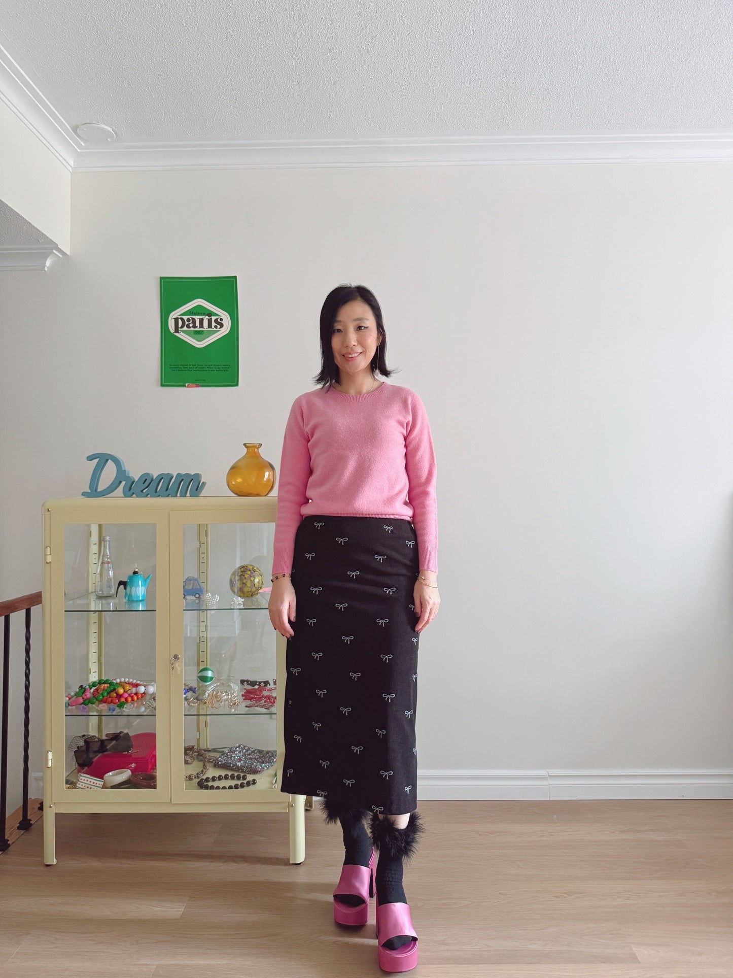 Wool round knit (pink, pastel green)