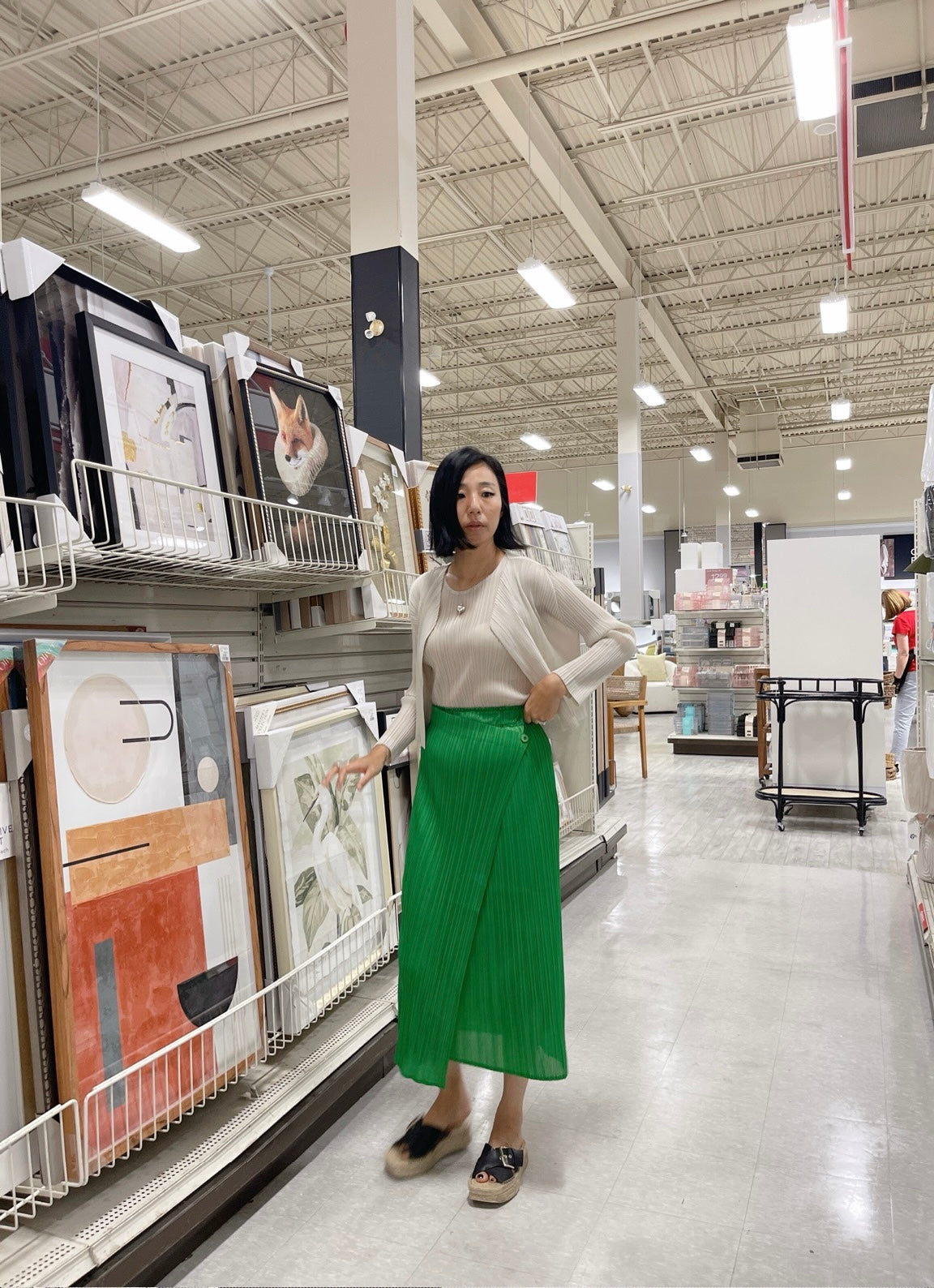 <SPECIAL> Button wrap skirt (green, blue, ivory)
