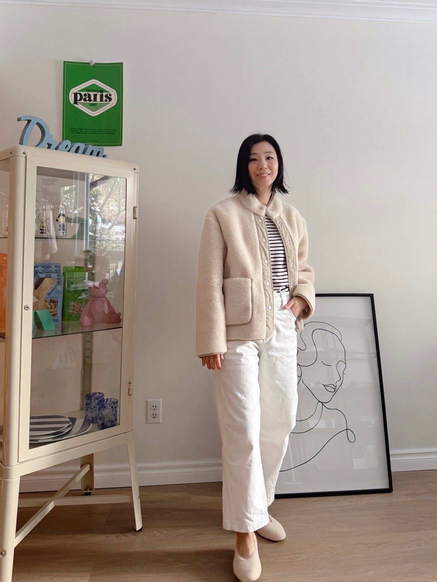 FAUX SHEARLING JACKET (Beige, Brown)