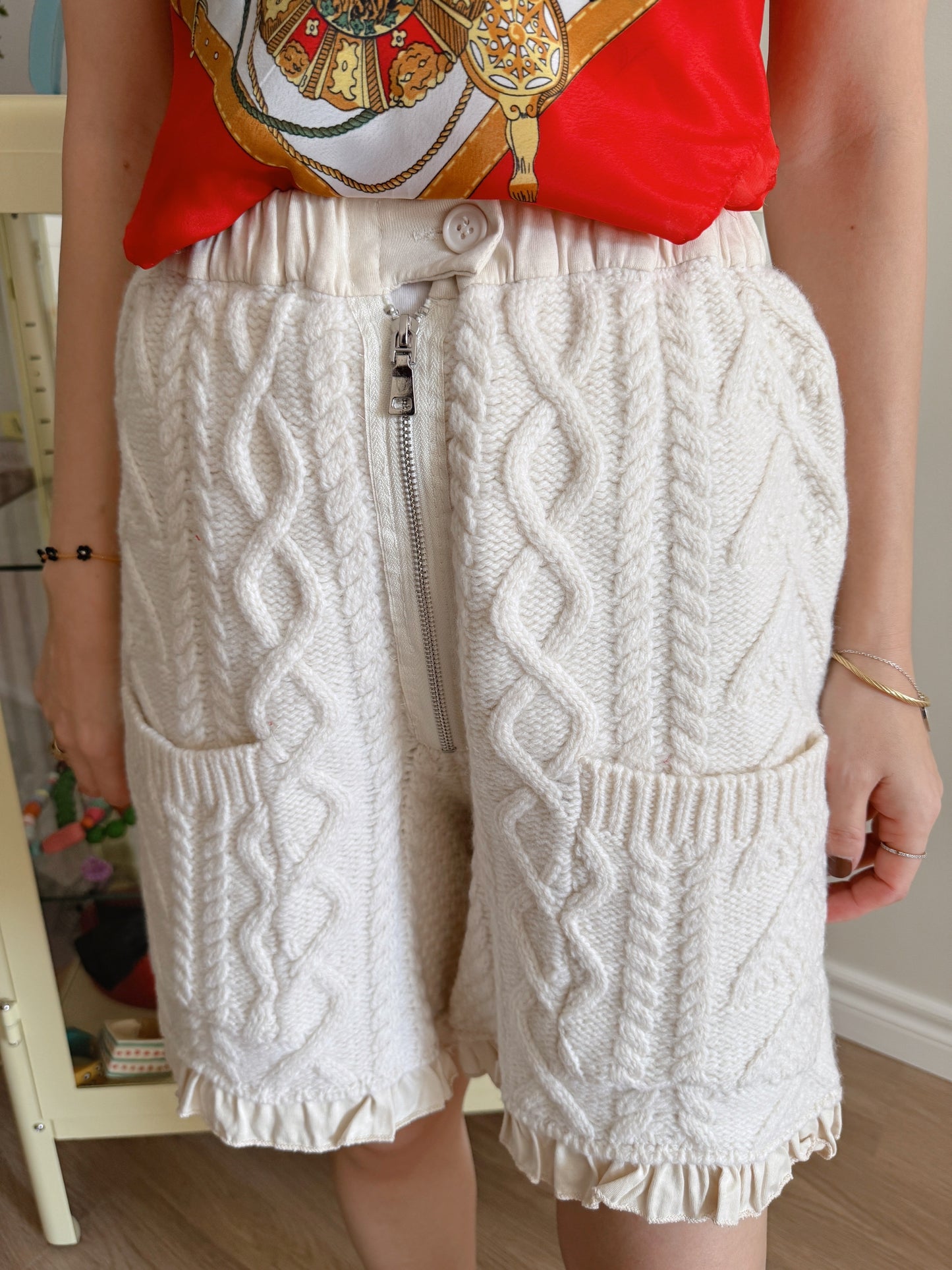 Wool knit shorts(ivory, red, black)