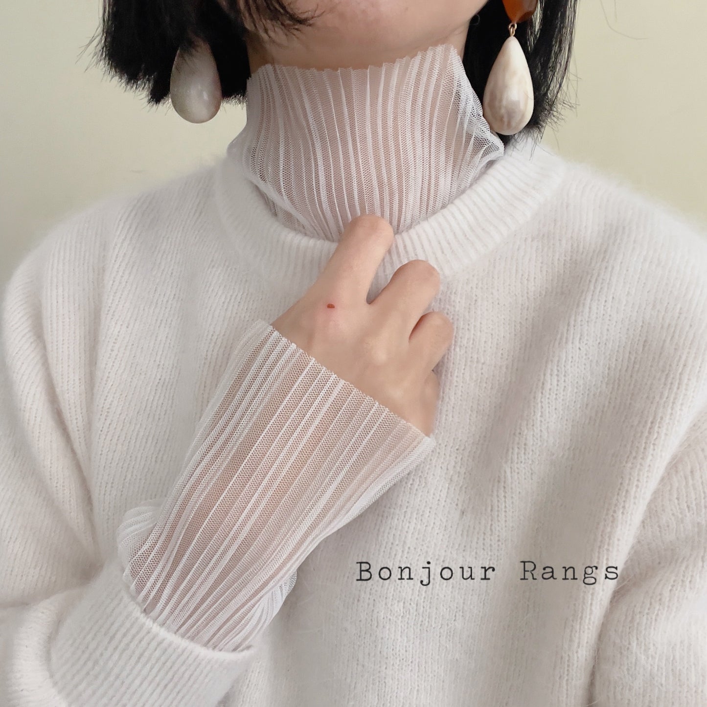 semi-sheer top (ivory, black, pink)