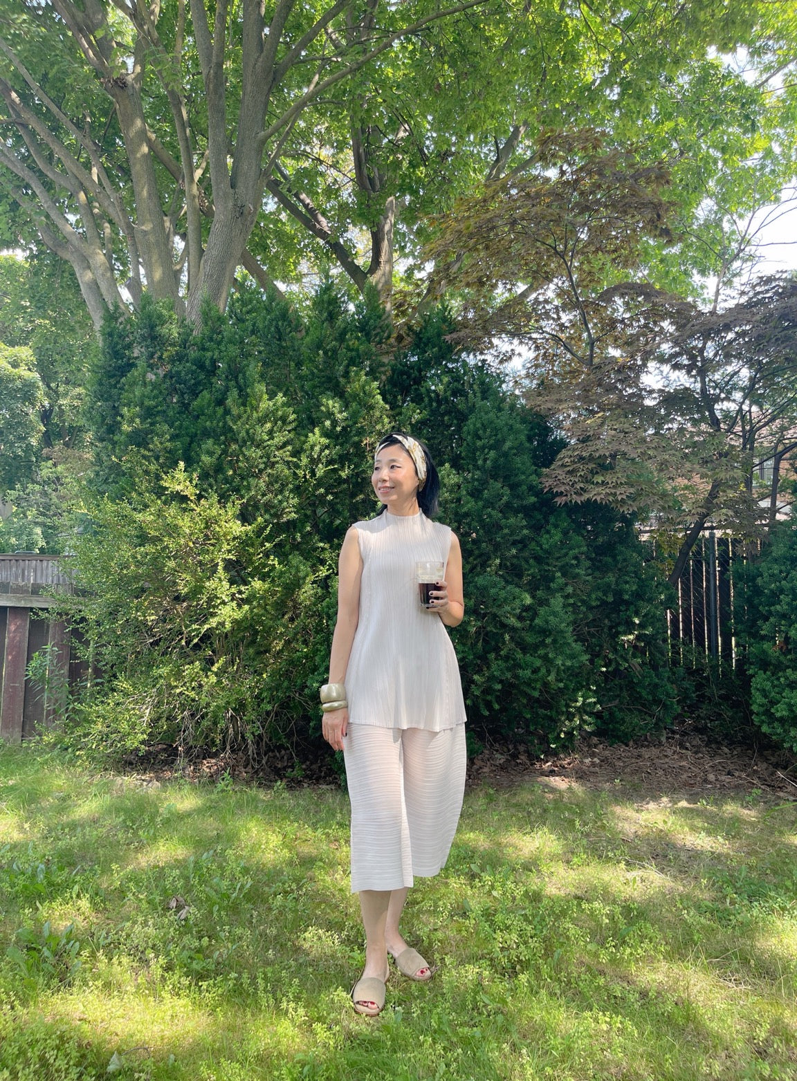 Pleats A line long top (ivory,black,mocha)