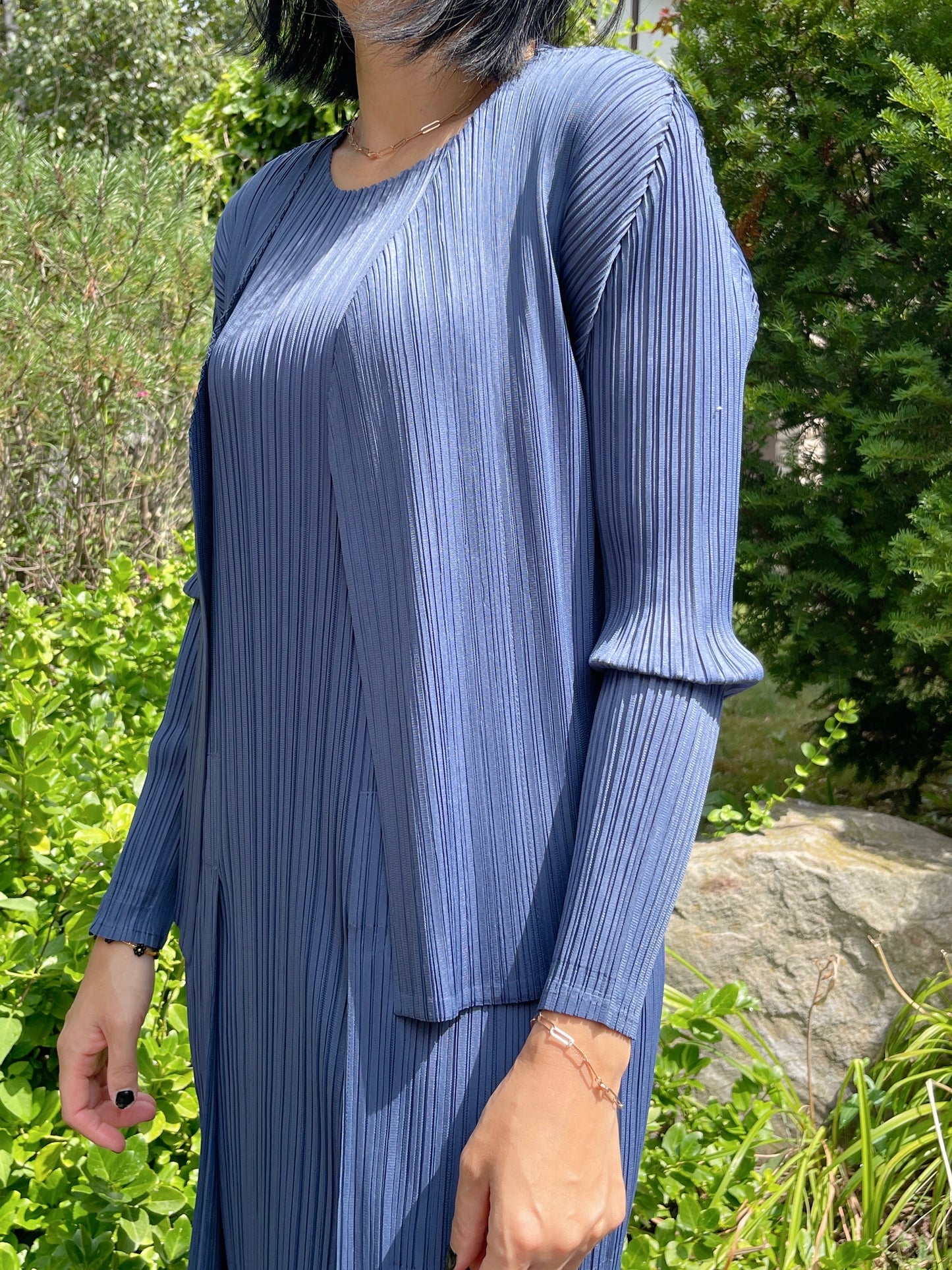 pleats basic cardigan( navy, ivory)