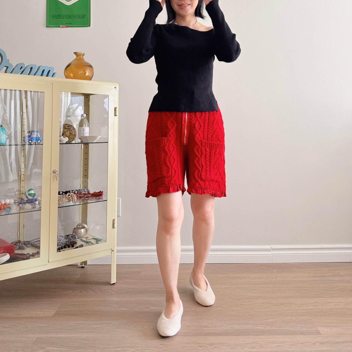 Wool knit shorts(ivory, red, black)