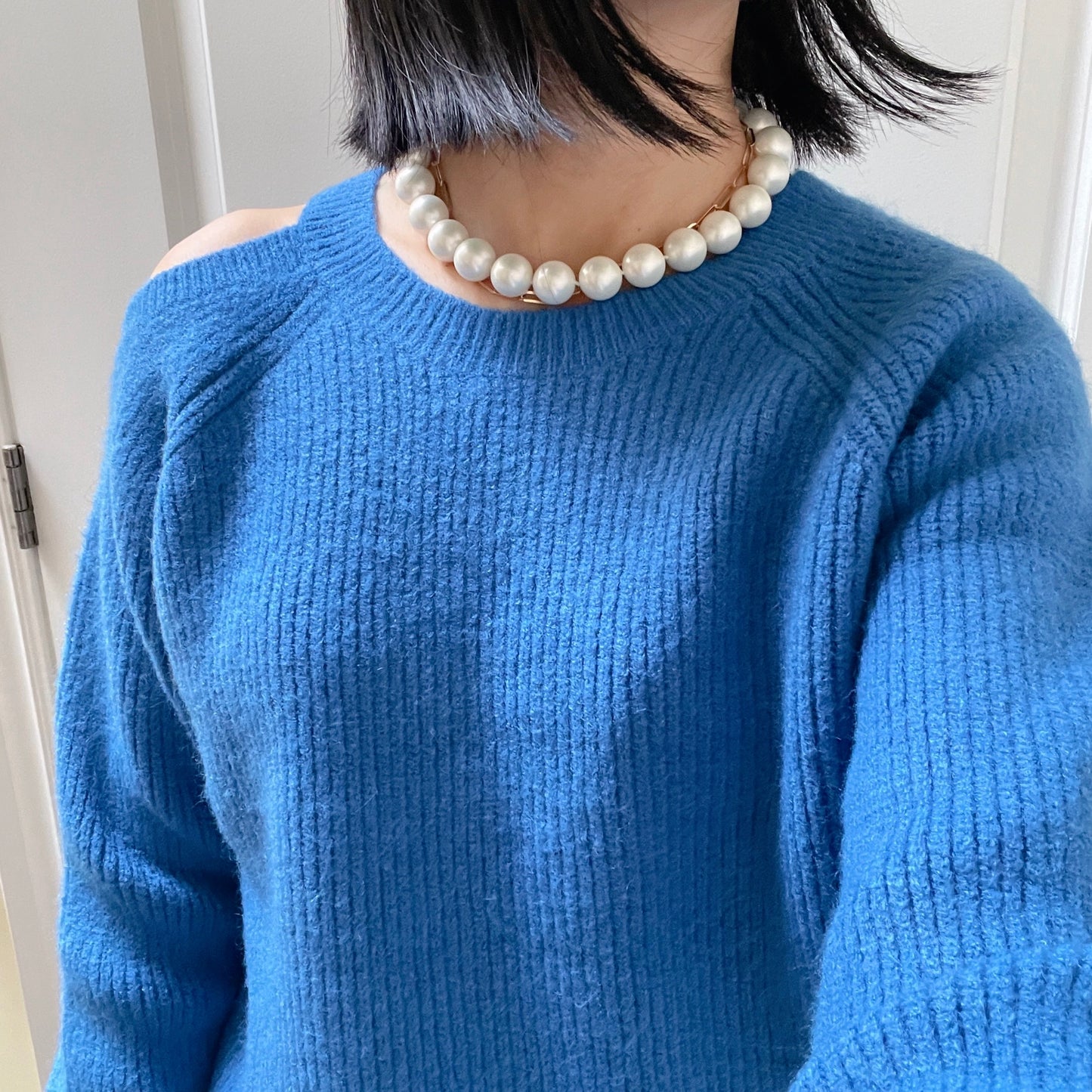 Latte wool knit (ivory, blue, black)
