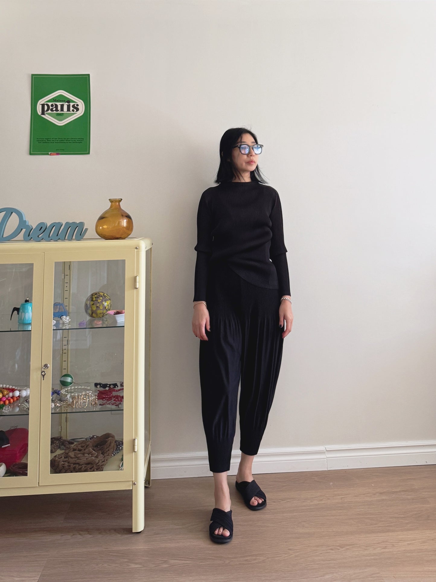 Pleats baggy pants ( black, pink, ivory, orange, mocha)
