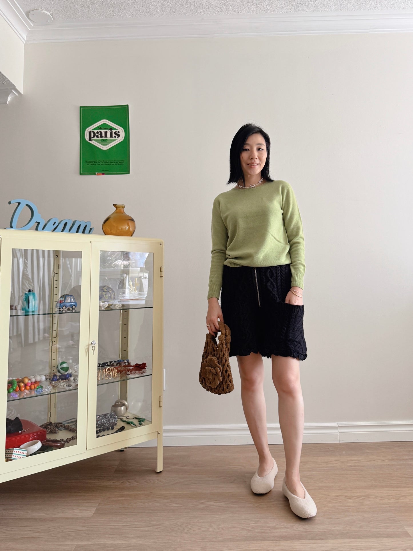 Wool round knit (pink, pastel green)