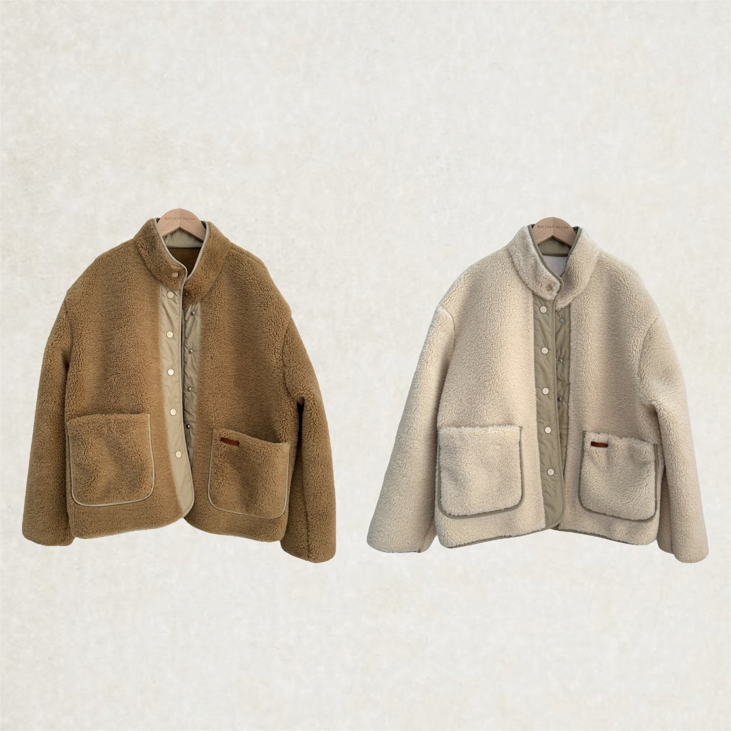 FAUX SHEARLING JACKET (Beige, Brown)