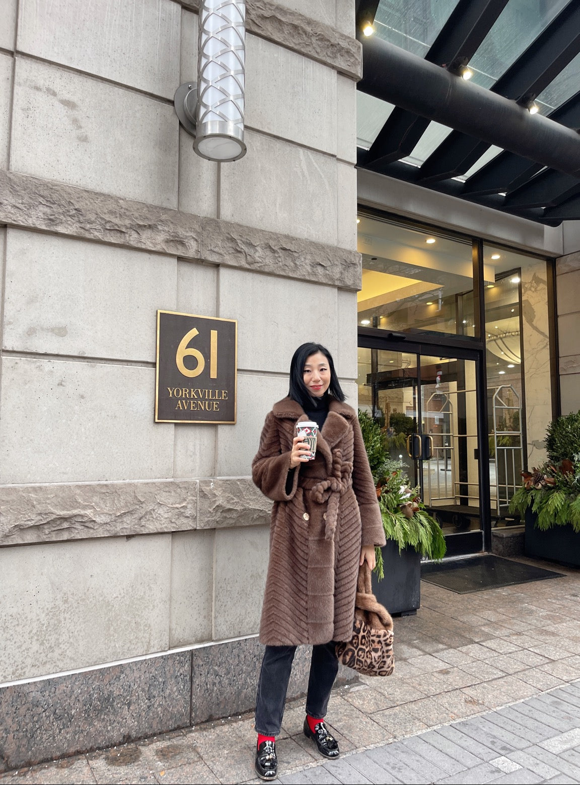 Eco mink coat 2 (brown, light brown, white)