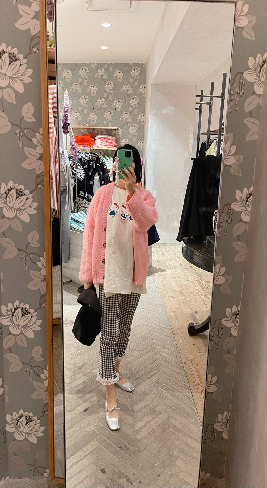 Check Lace Pants (pink, black)