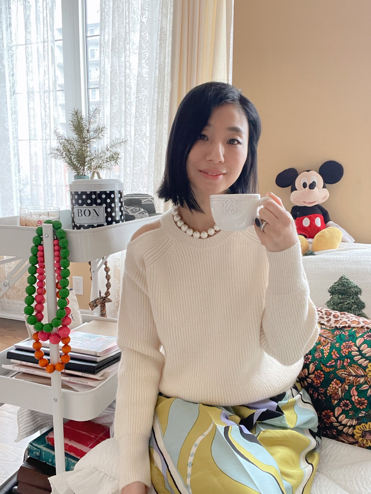 Latte wool knit (ivory, blue, black)