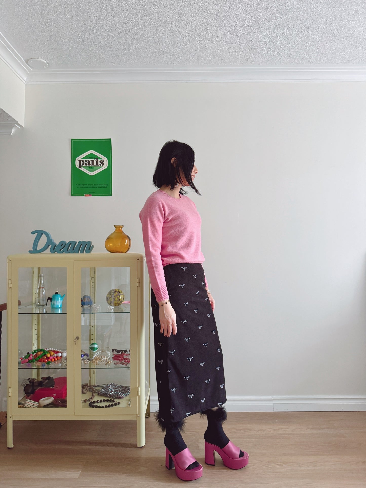 Wool round knit (pink, pastel green)